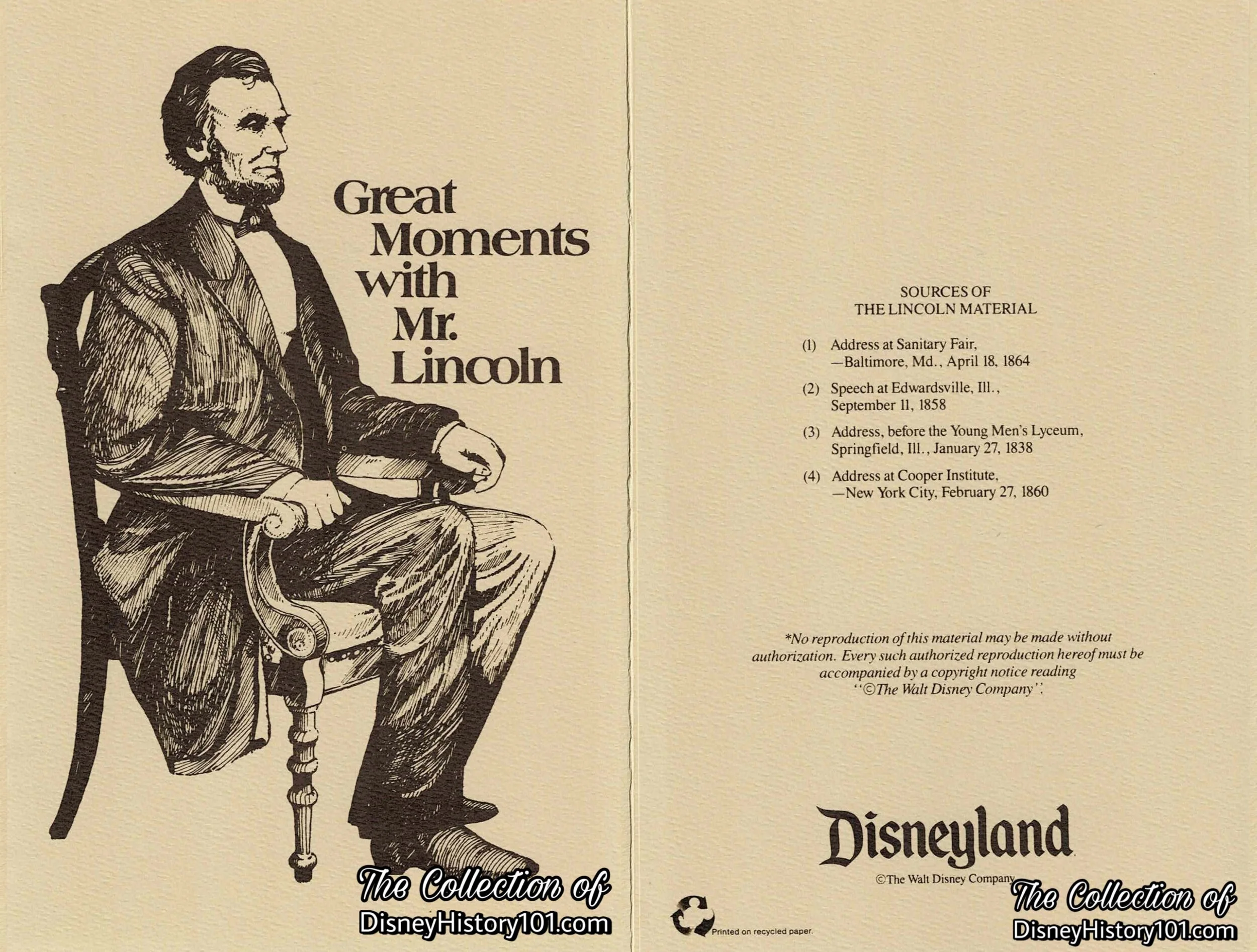 Great Moments with Mr. Lincoln Souvenir (Cover), ©️The Walt Disney Company