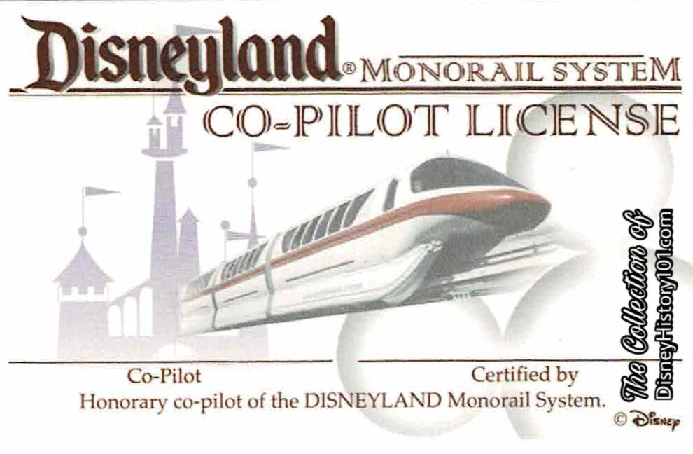 Disneyland Monorail System Co-Pilot License Souvenir