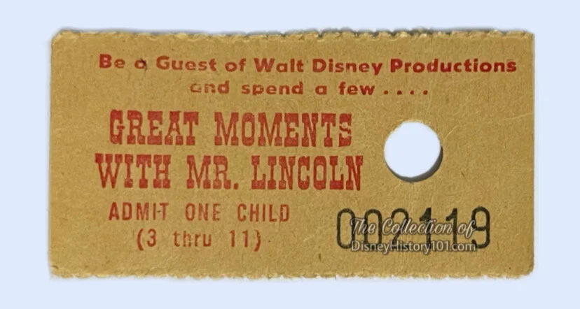Disneyland Great Moments with Mr. Lincoln Attraction Child Coupon