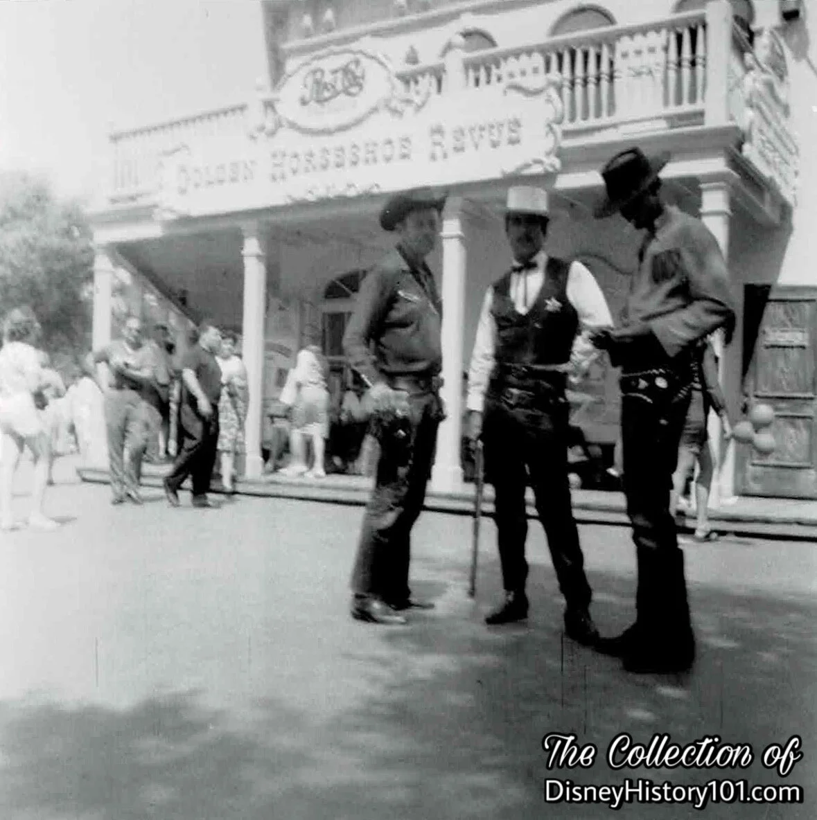 Sheriffs of the Roaring Western Gun Battles awaiting the the emergence of the Villain from Slue Foot Sue's Golden Horseshoe Revue