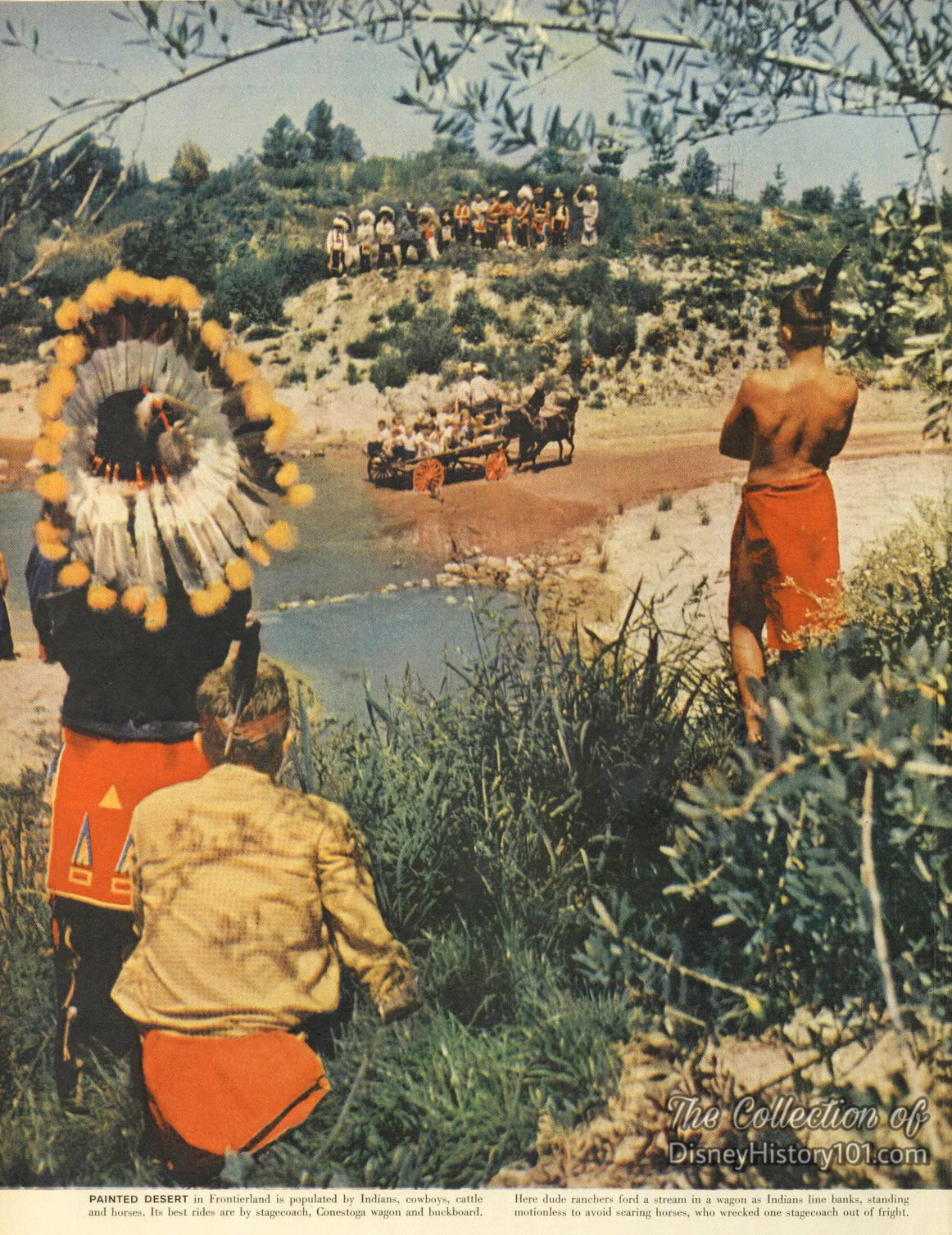 Disneyland LIFE Magazine c. 1955 Pictorial Photo (by Loomis Dean or Allan Grant) Excerpt Featuring Faux Indians - Mostly Walt Disney Studio Artists.