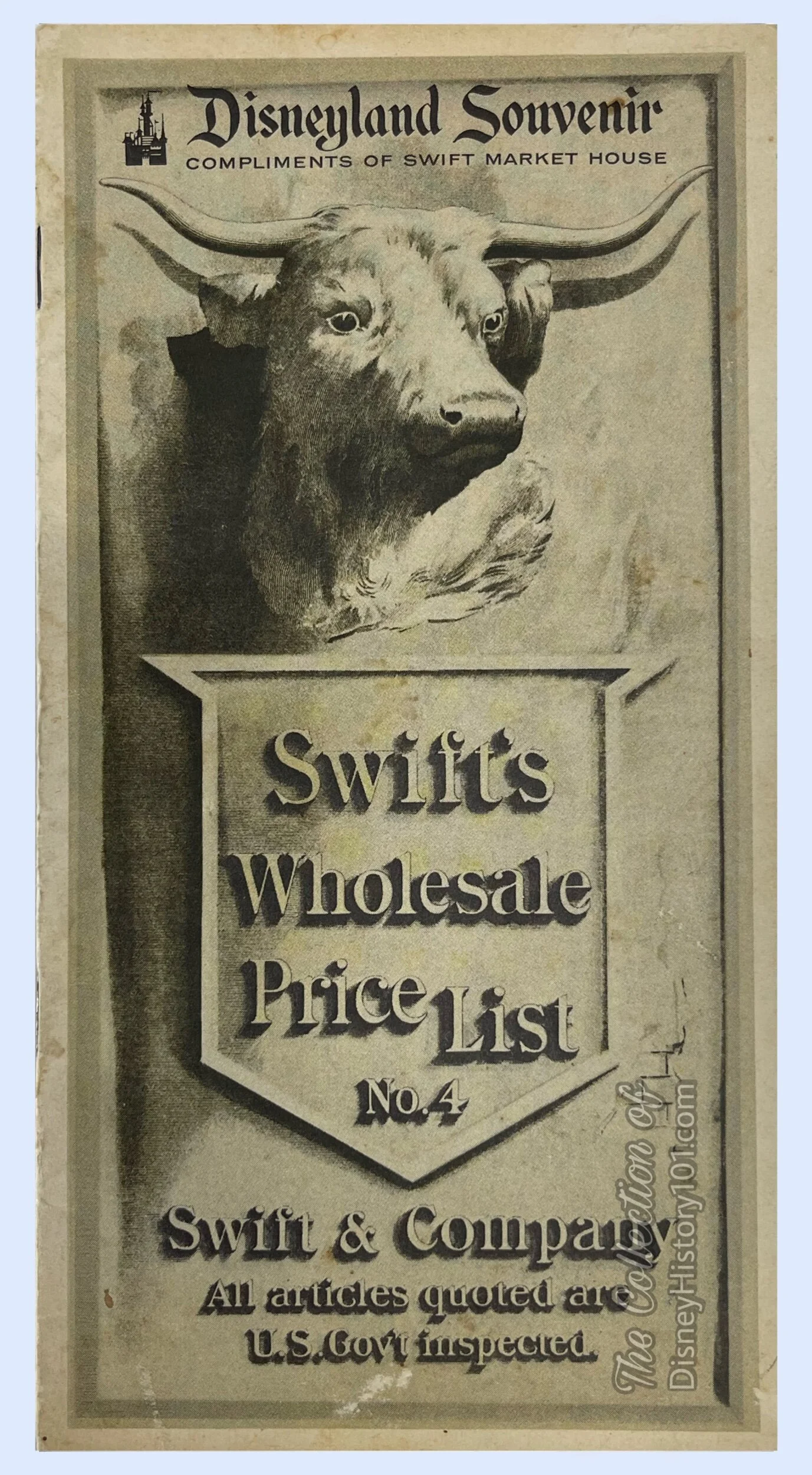 Disneyland Souvenir “Swift’s Wholesale Price List No. 4” Cover
