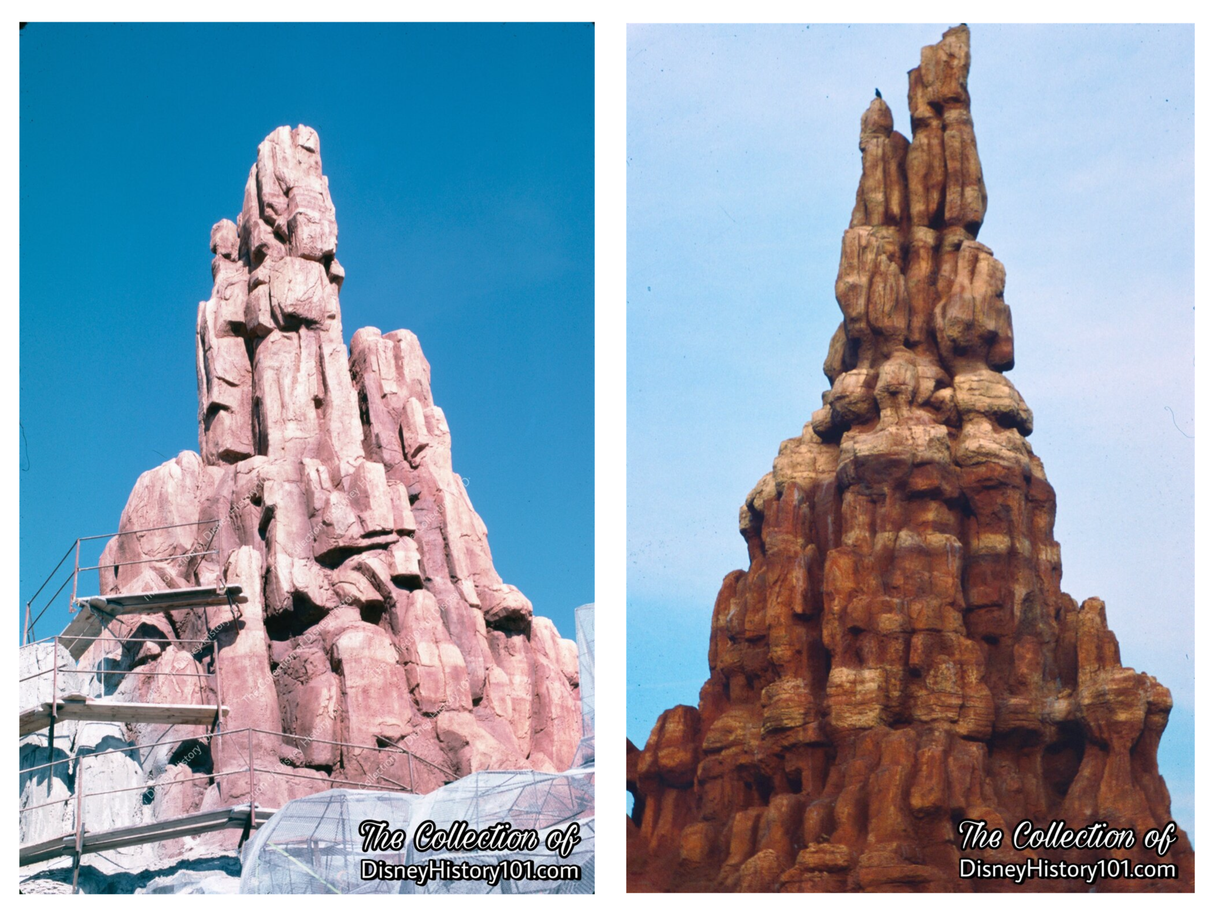 Skip Lange’s Monuments - While Disneyland’s Big Thunder Spiral Butte (right) was based on Bryce Canyon, Walt Disney World Magic Kingdom’s Big Thunder scenery (left) was inspired by  “Monument Valley.”