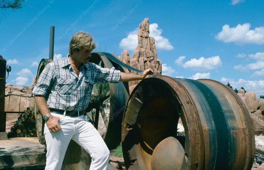 John Patrick Burke and Antique Ball Mill at the town of Tumbleweed