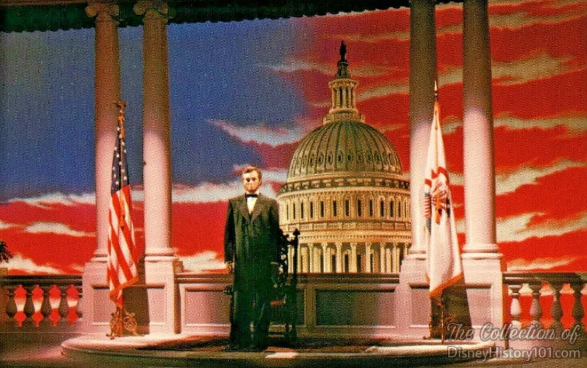 Sam McKim's Great Moments With Mr. Lincoln Flag Sunrise Against ACME Glass on a Postcard