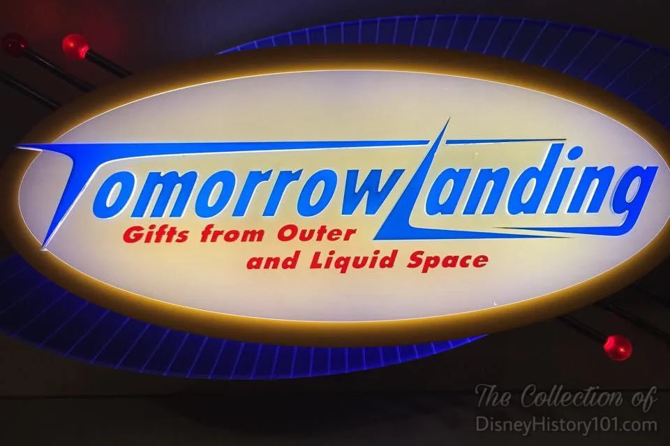 Tomorrow Landing Marquee; Since the beginning, all fixtures are placed in correct motif at Disneyland. Many light fixtures are authentic antiques.