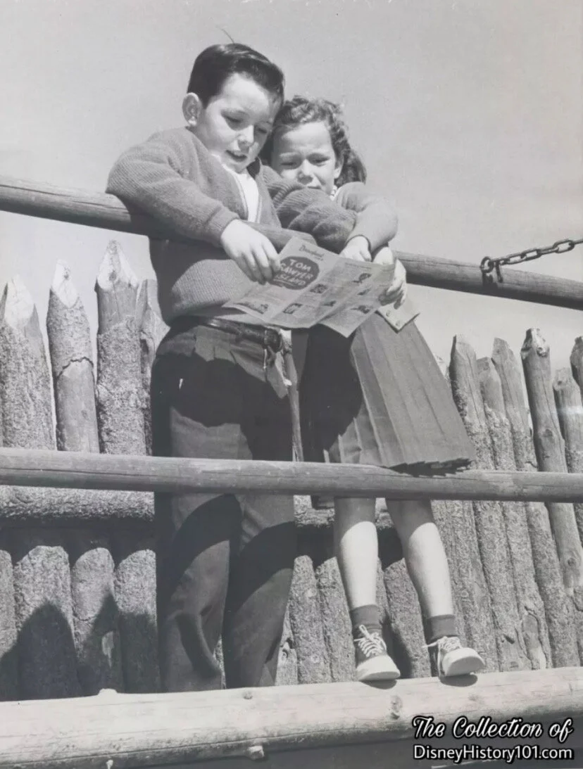 Jerry and Susie Mathers survey Tom Sawyer Island from Fort Wilderness ; UPI Telephoto, (January 21, 1959)