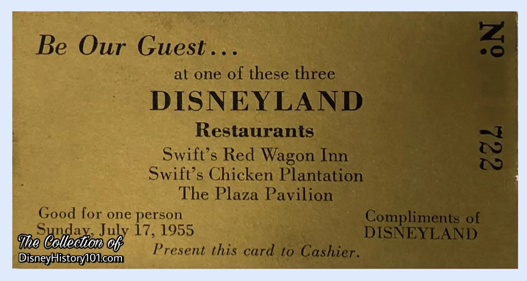 Disneyland Press Preview Day Complimentary Meal Voucher