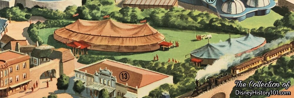 A Circus Area is depicted in the “Musical Map of Disneyland” by Mattel