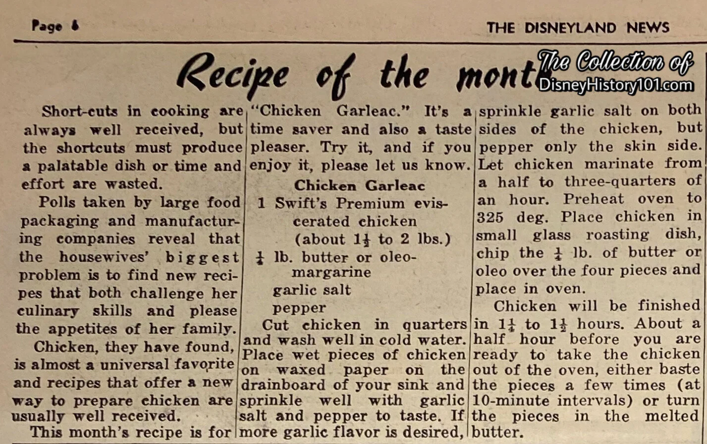 The Disneyland News Excerpt, June, 1956.