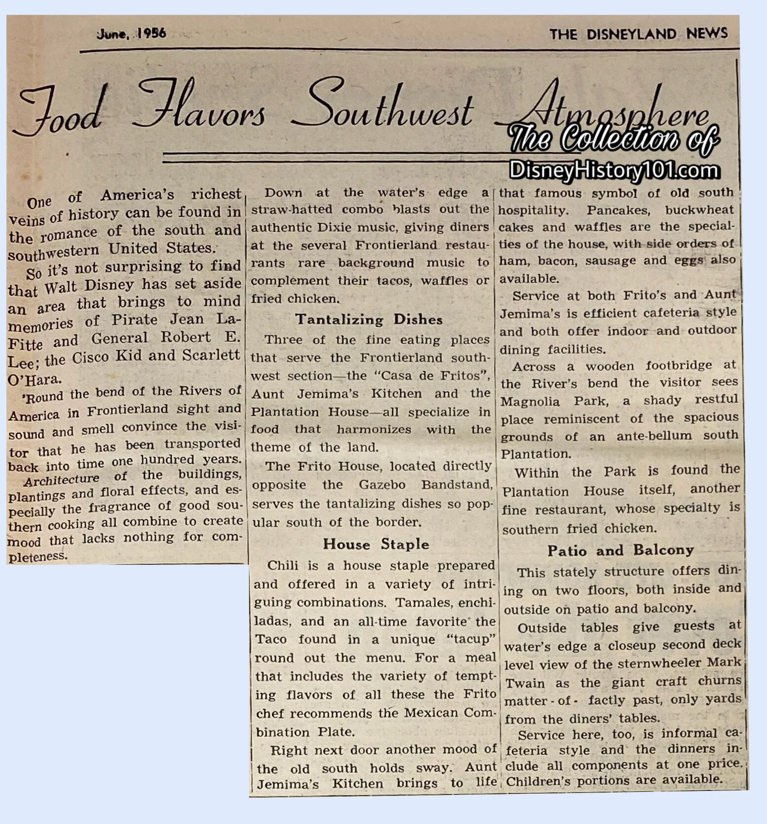 The Disneyland News Excerpt, (June, 1956)