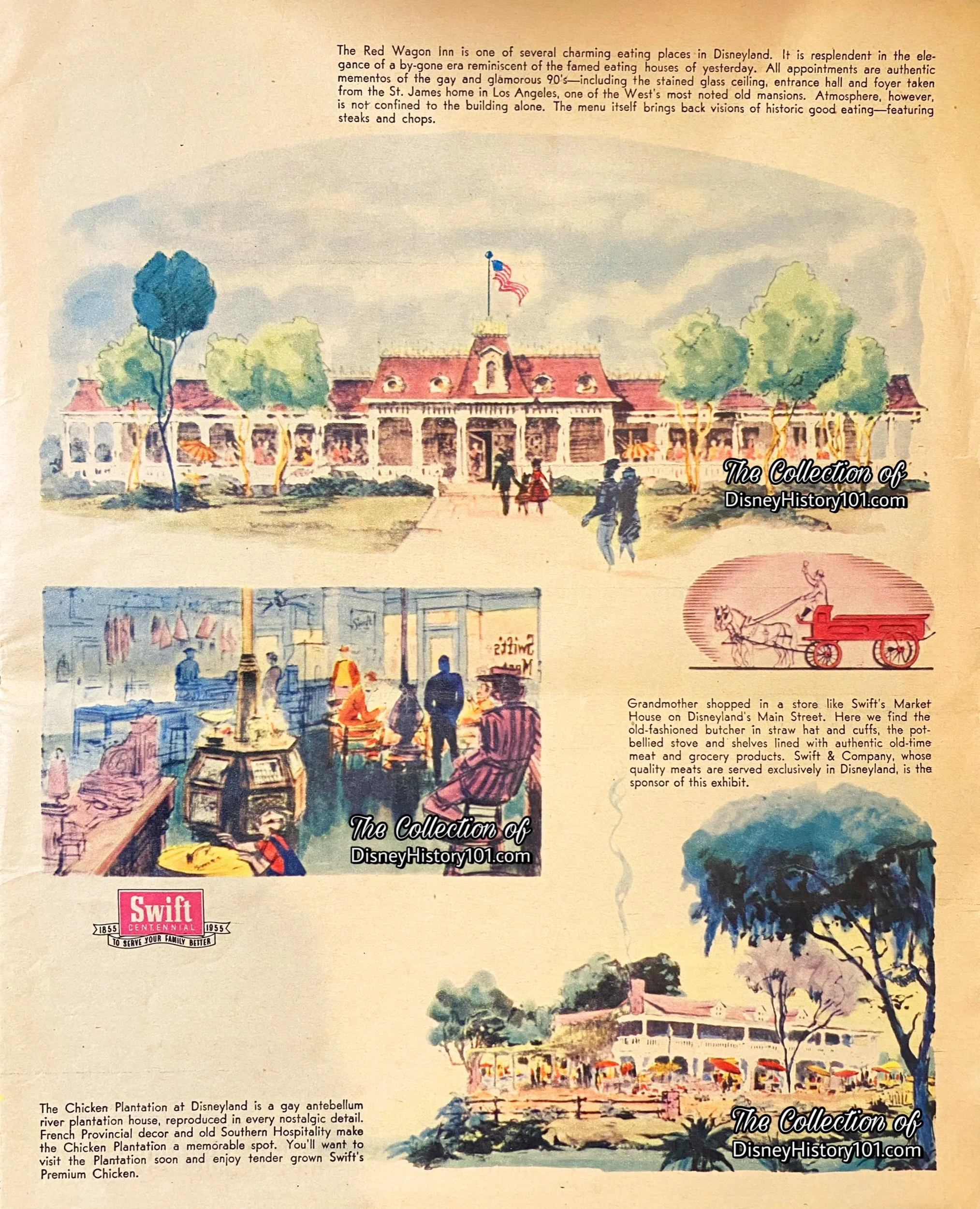 Newspaper Readers received a preview of Red Wagon Inn in the “Disneyland” Supplement, (published July 15, 1955)