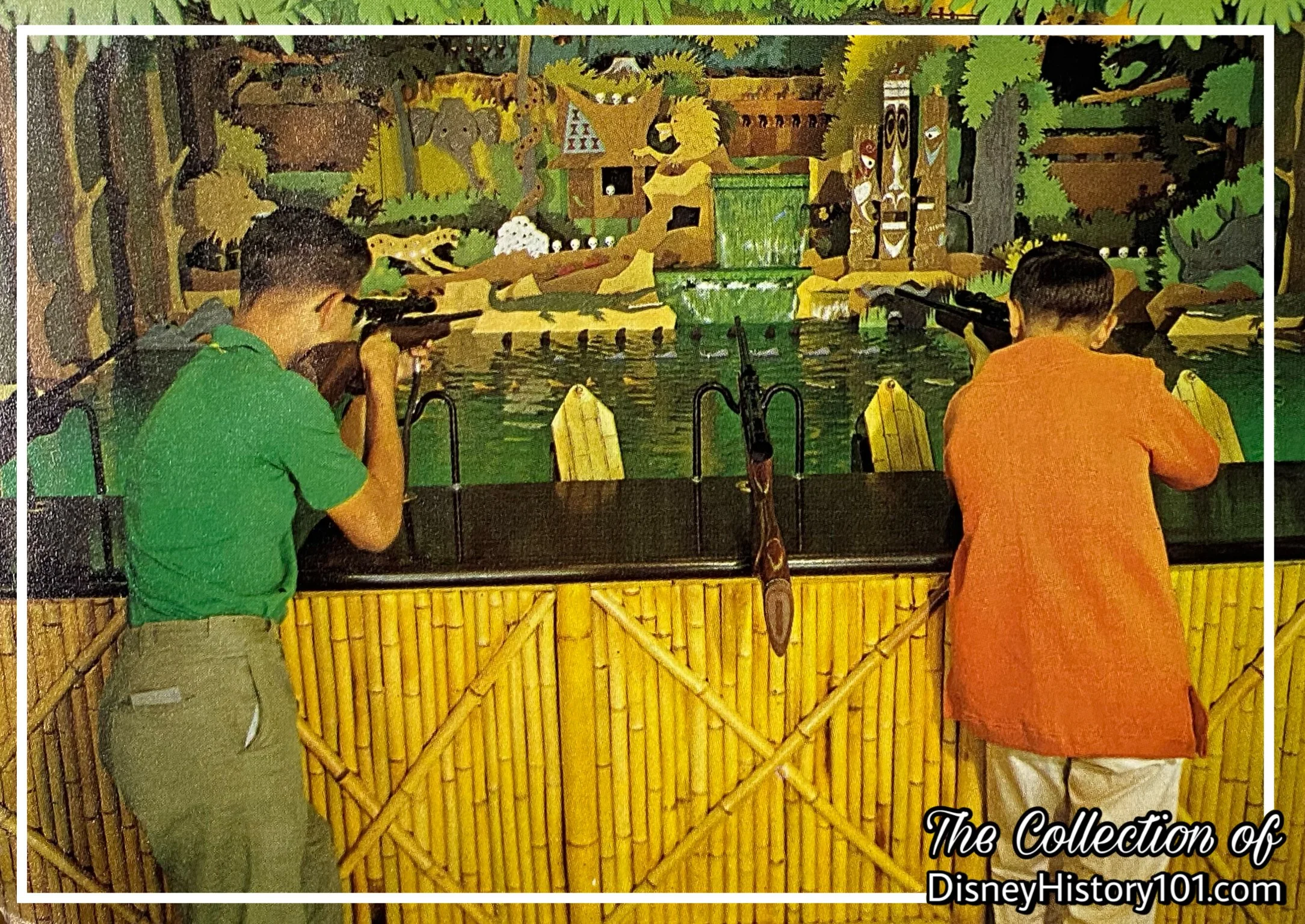 The "marksmen" and "high-powered elephant rifles" as they appear in an excerpt from “Walt Disney’s Guide to Disneyland” published for 1962.