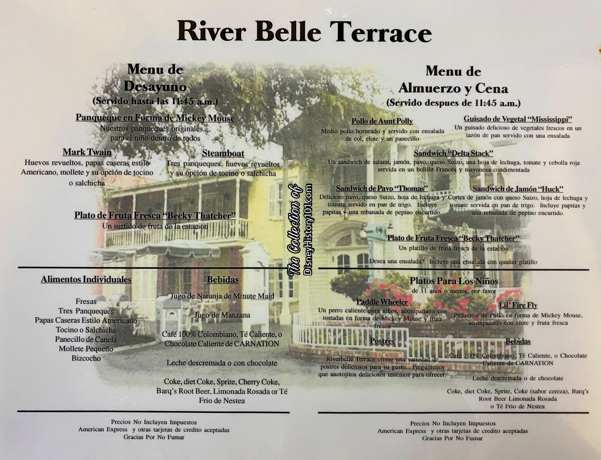 River Belle Terrace Menu (Spanish), c.1990s