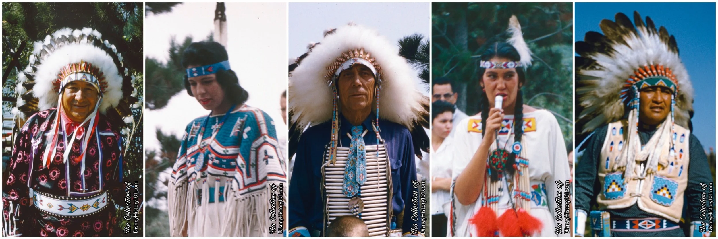 The First Poeples of the Frontierland Indian Village - Truman Dailey, Unknown, Louis Herminger, Dawn Little Sky, and Riley Sunrise