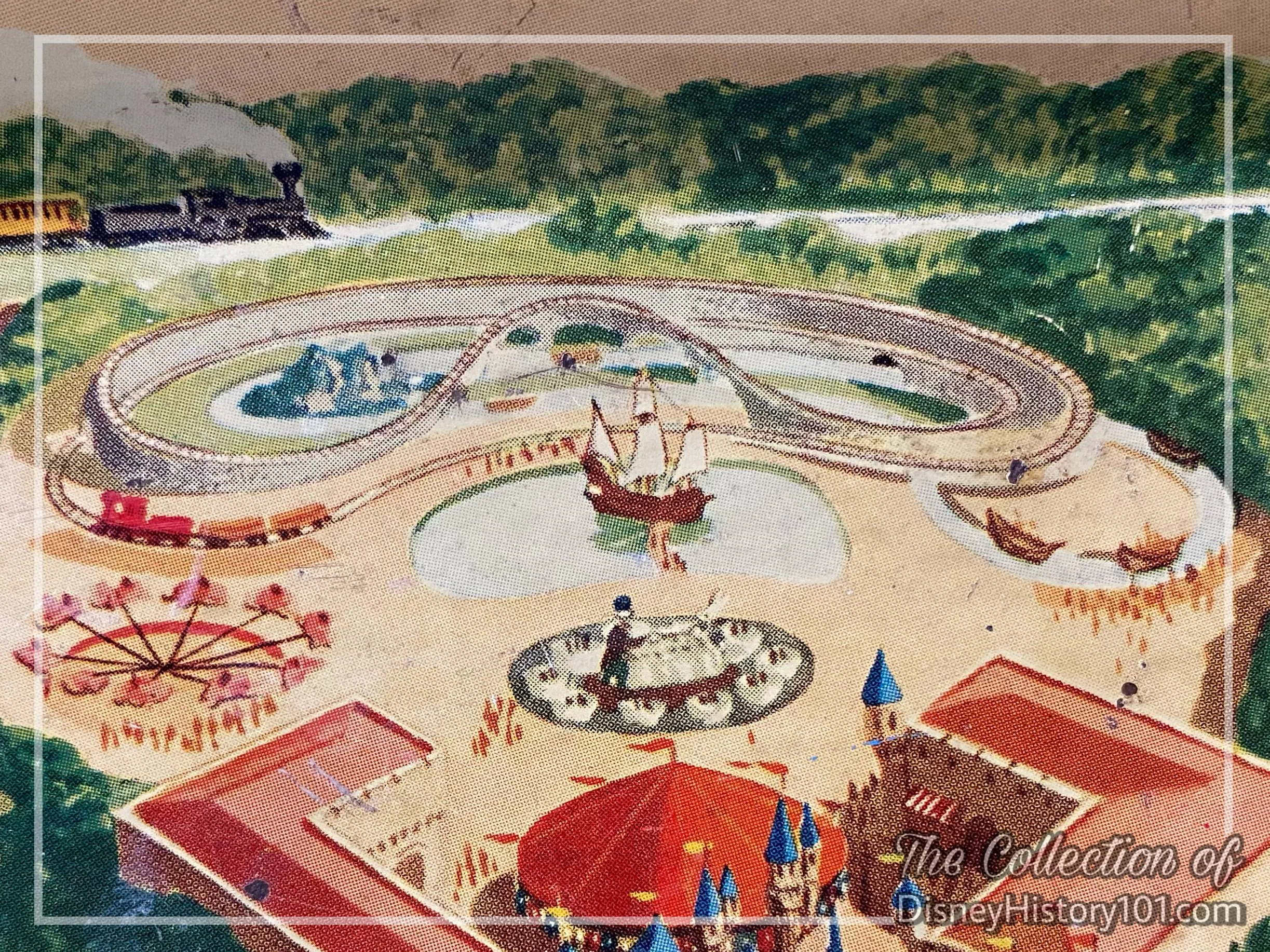 The Casey Junior Circus Train as depicted on an early licensed merchandise - a c.1955 TV Tray.