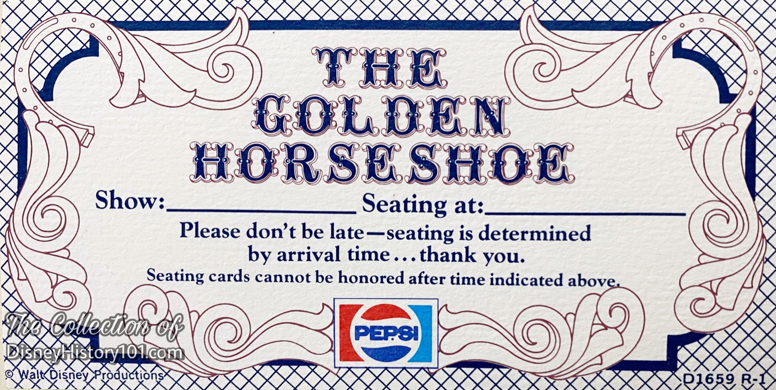 Golden Horseshoe Revue Reservation Card, c. 1975