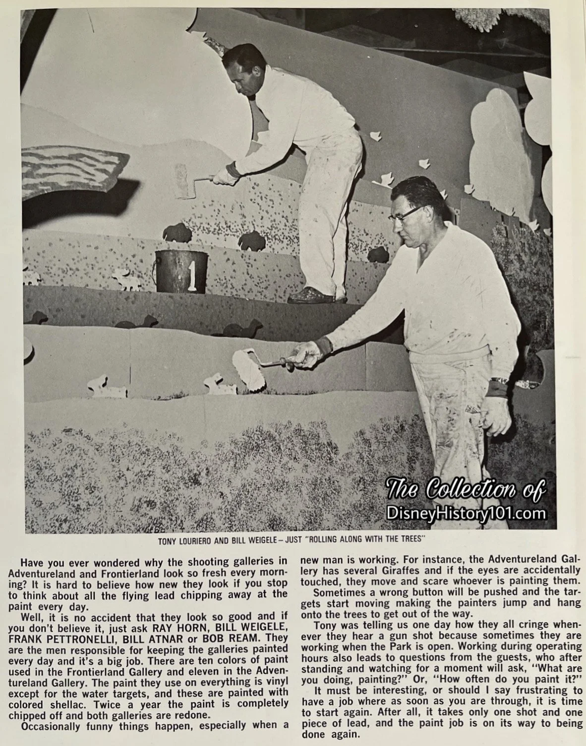 Unique contributions toward the Disneyland Show in an excerpt from Backstage Disneyland, Vol.4, No.4 ; December of 1965. 