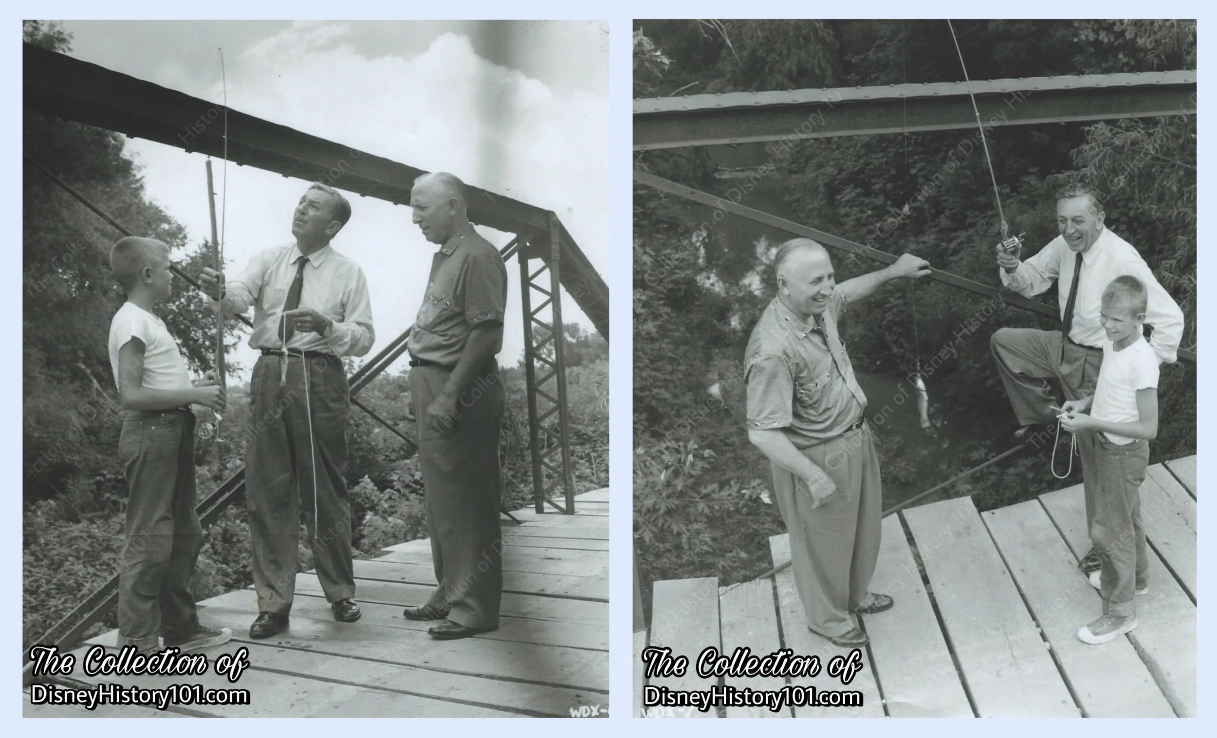 Walt & Roy visit an old "fishing' hole" called Yellow Creek in Marceline Missouri on July 4th, 1956, a month after the opening of Tom Sawyer Island.