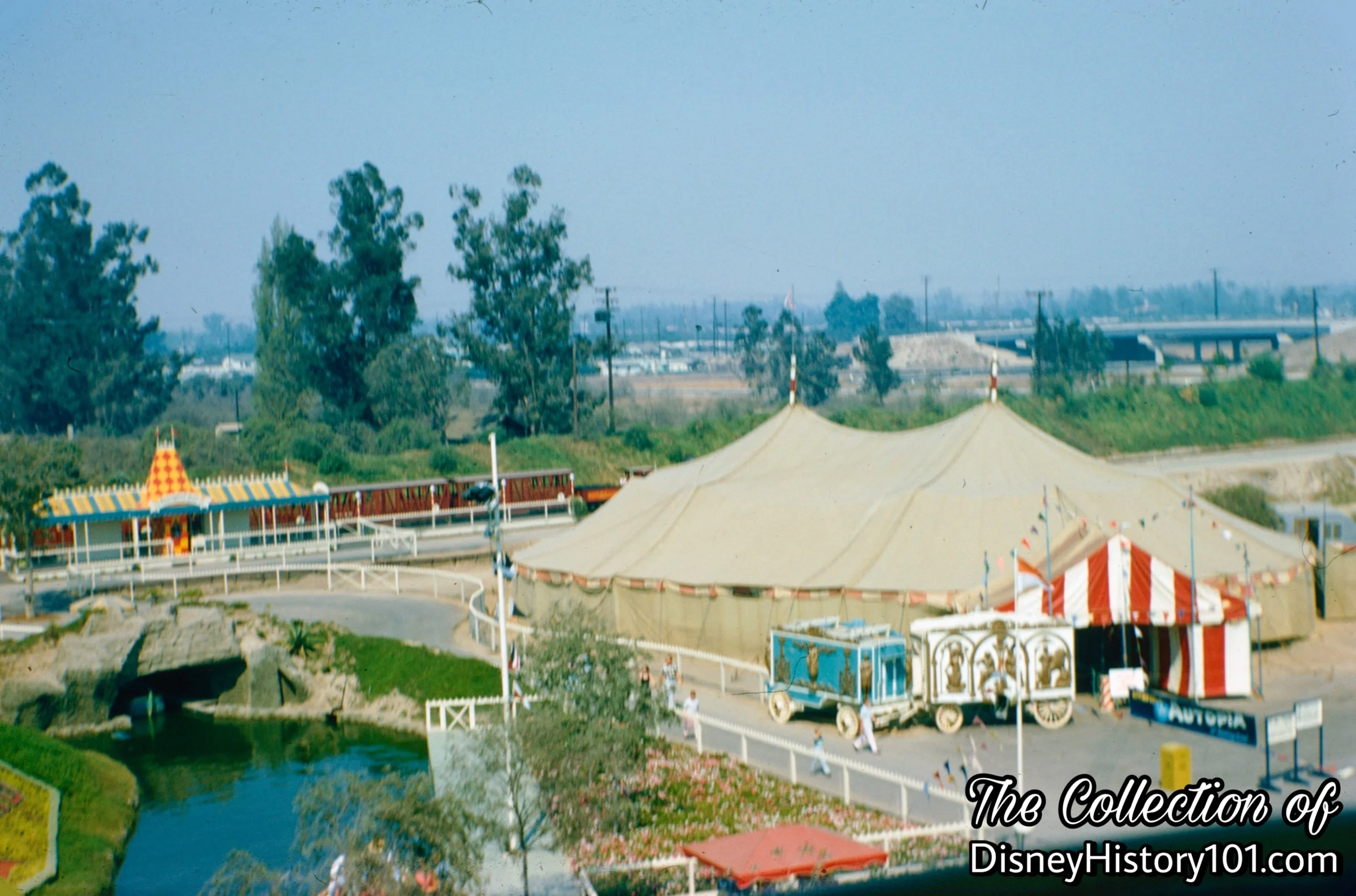 Mickey Mouse Club Circus Tent and a few circus wagons near Fantasyland, (Spring of 1956)