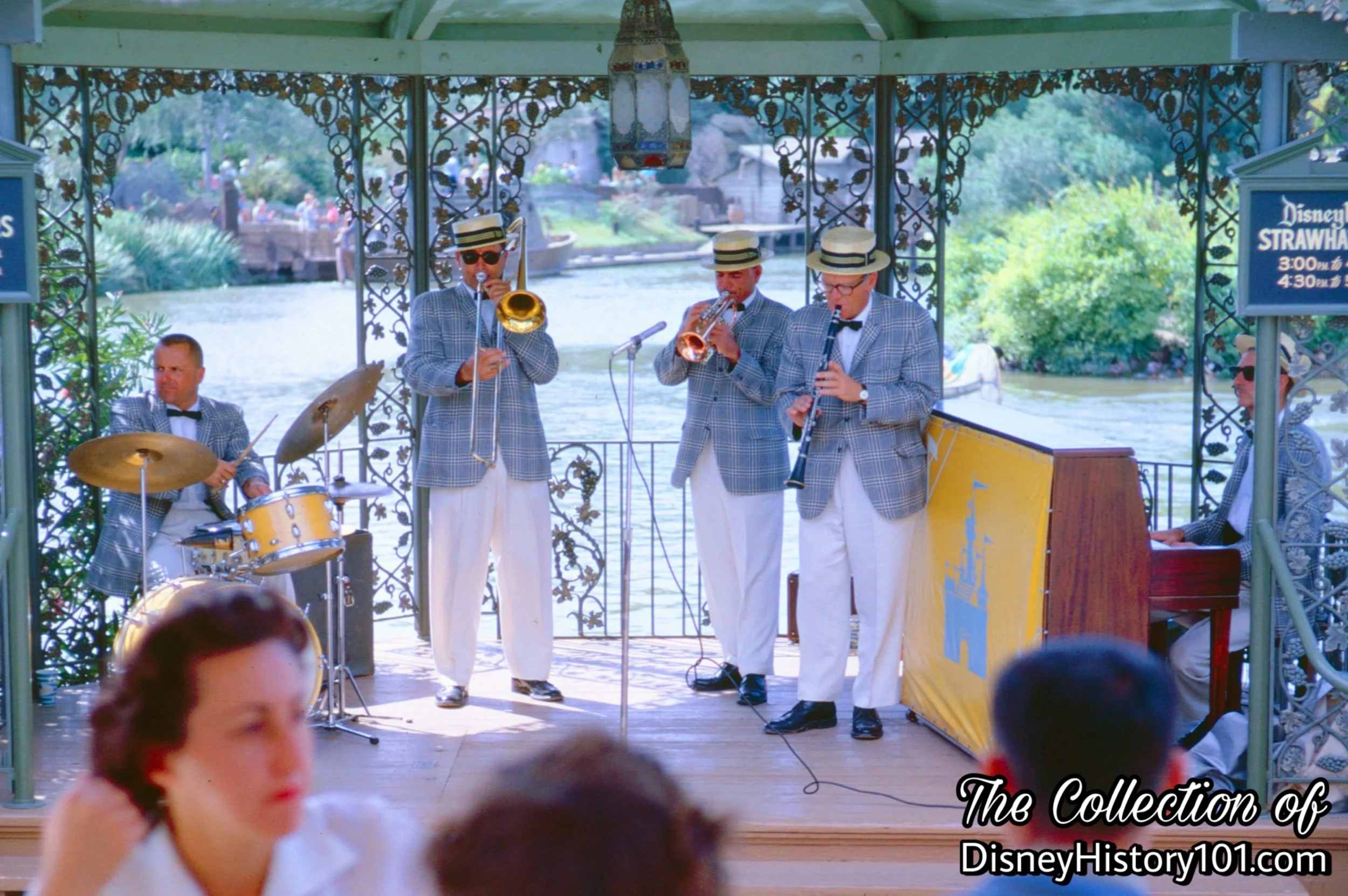 By 1959, there were regularly scheduled performances in the “Gazebo” by the “Strawhatters” (The Dixie group from the Disneyland Band). 