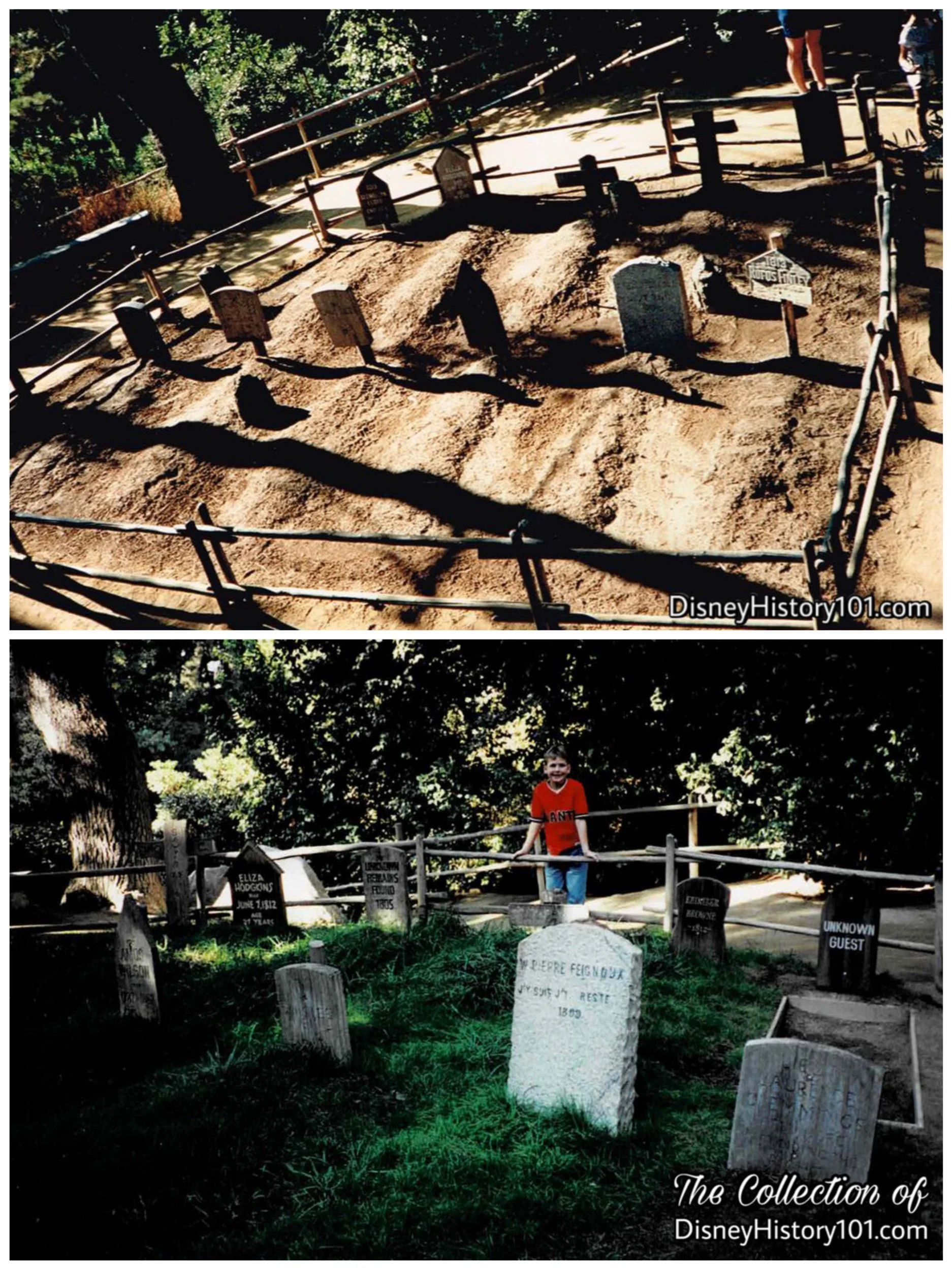 Fort Wilderness Graveyard (2nd Incarnation) known as Boot Hill Cemetary, c.1990s (top) and 2000s (bottom)