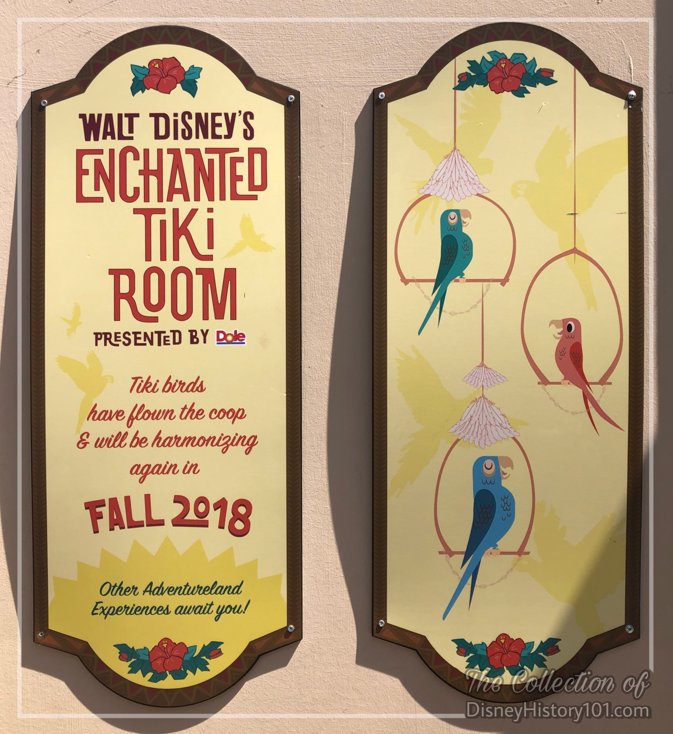 Walt Disney's Enchanted Tiki Room Rehabilitation Sign; 2017.