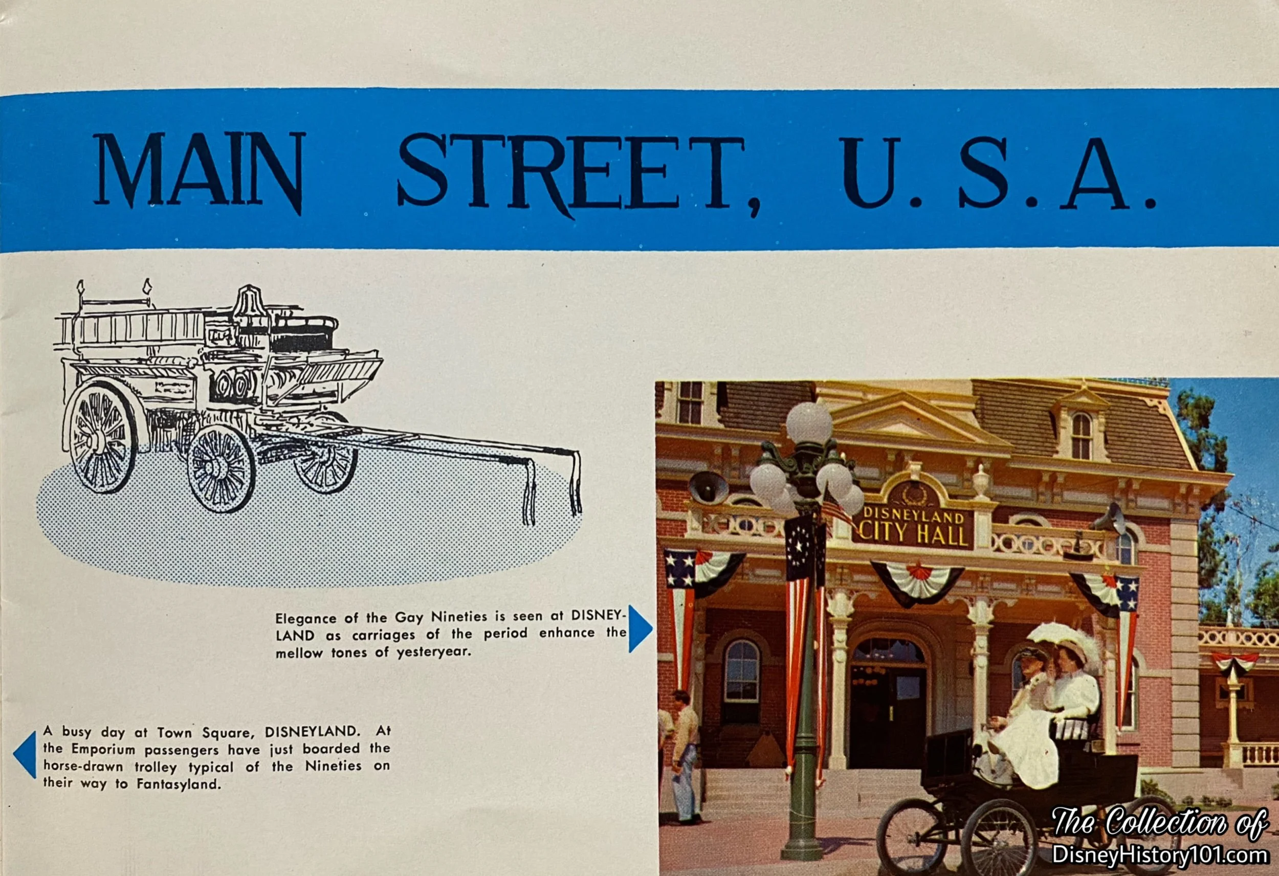 A type of Horseless Carriage appears in the Picture Souvenir Book of Disneyland in Natural Color, ©1955 Walt Disney Productions Excerpt.