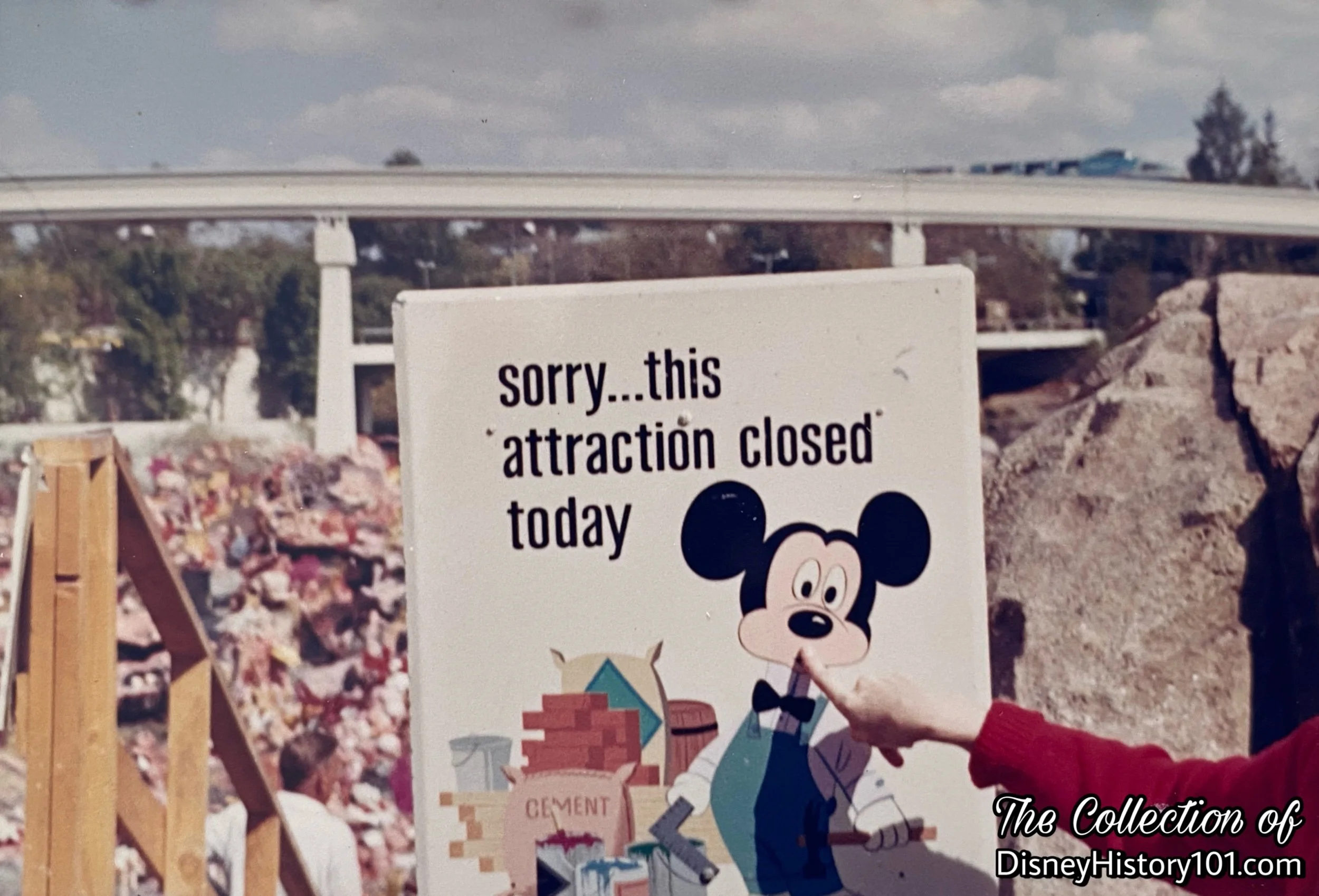 An “Attraction Closed” rehab sign manufactured in the Sign Shop, c.1964.