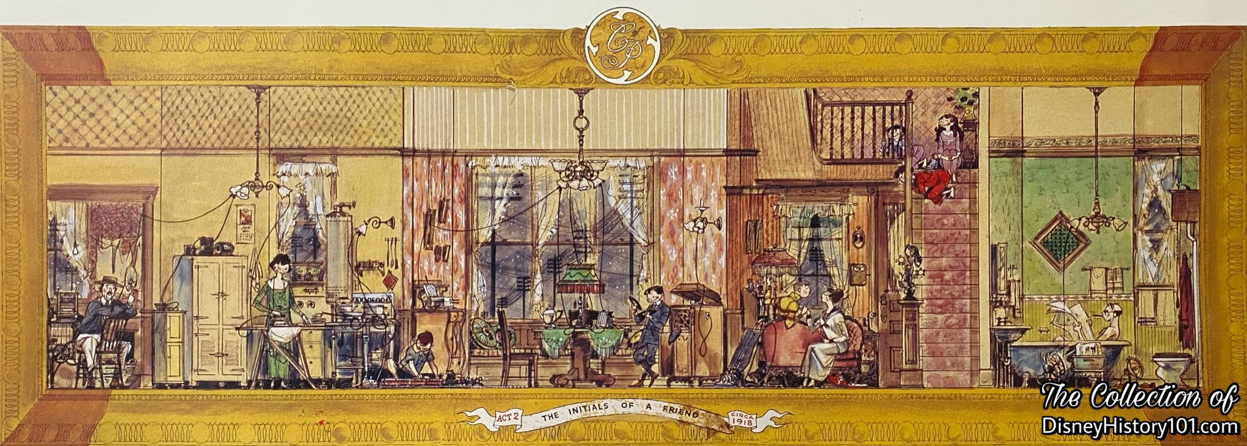 Carousel of Progress Act II by Sam McKim tableaux print released through The Disney Gallery in 1998.