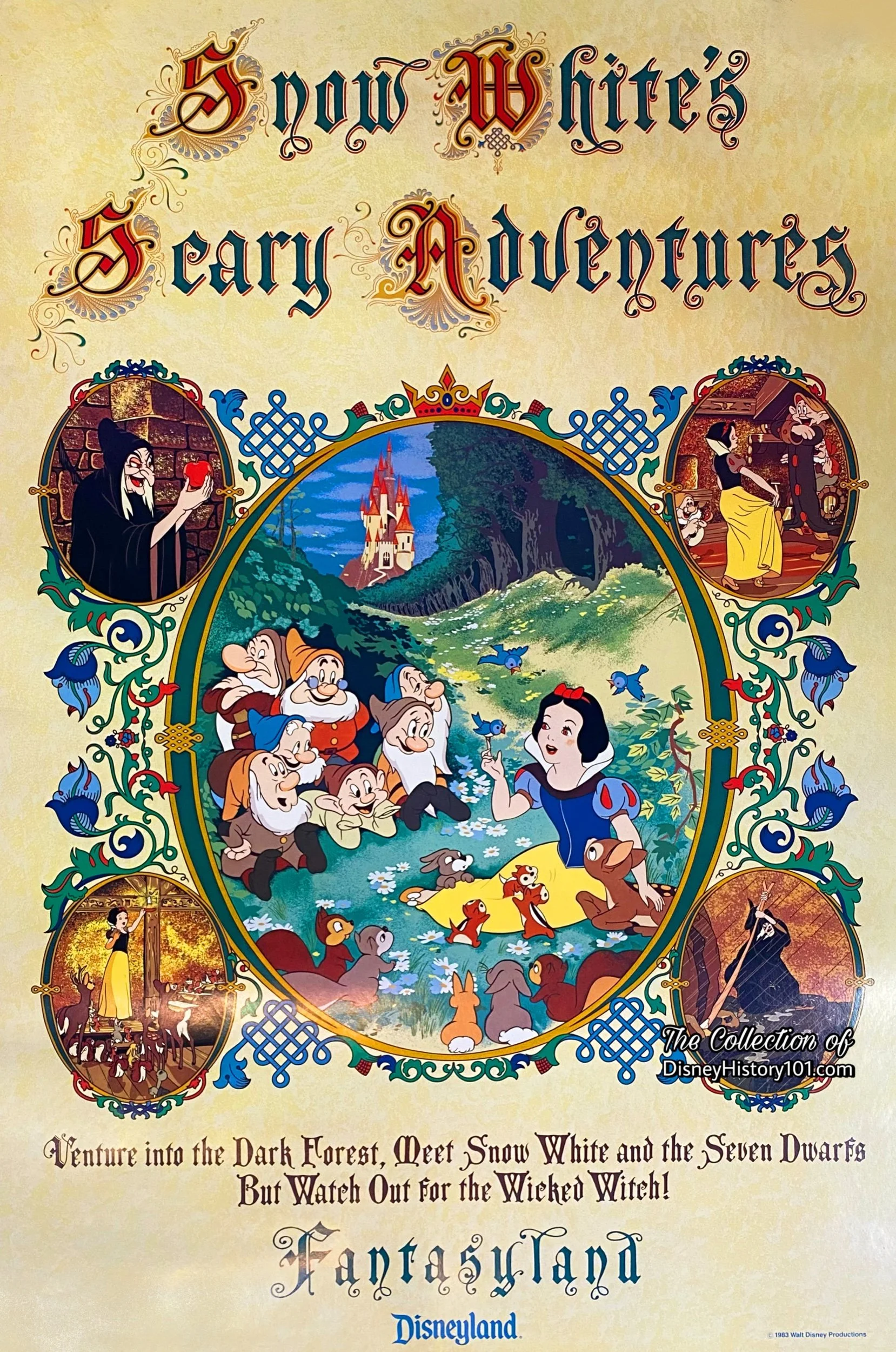 Snow White’s Scary Adventures poster design by Leticia Lelevier, 1983. 