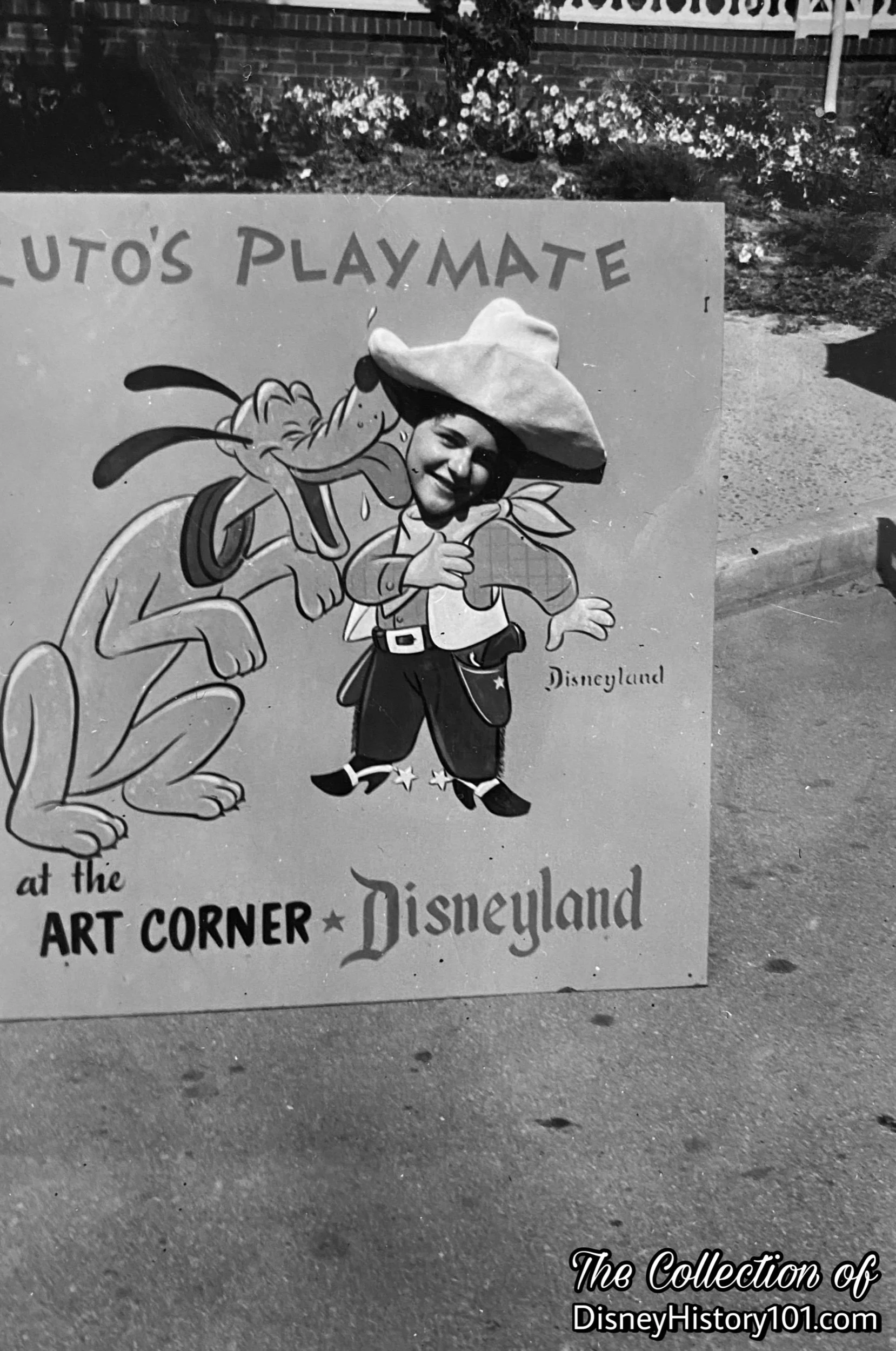 "Pluto's Playmate at the Art Corner at Disneyland" Fun Photo, 1956.