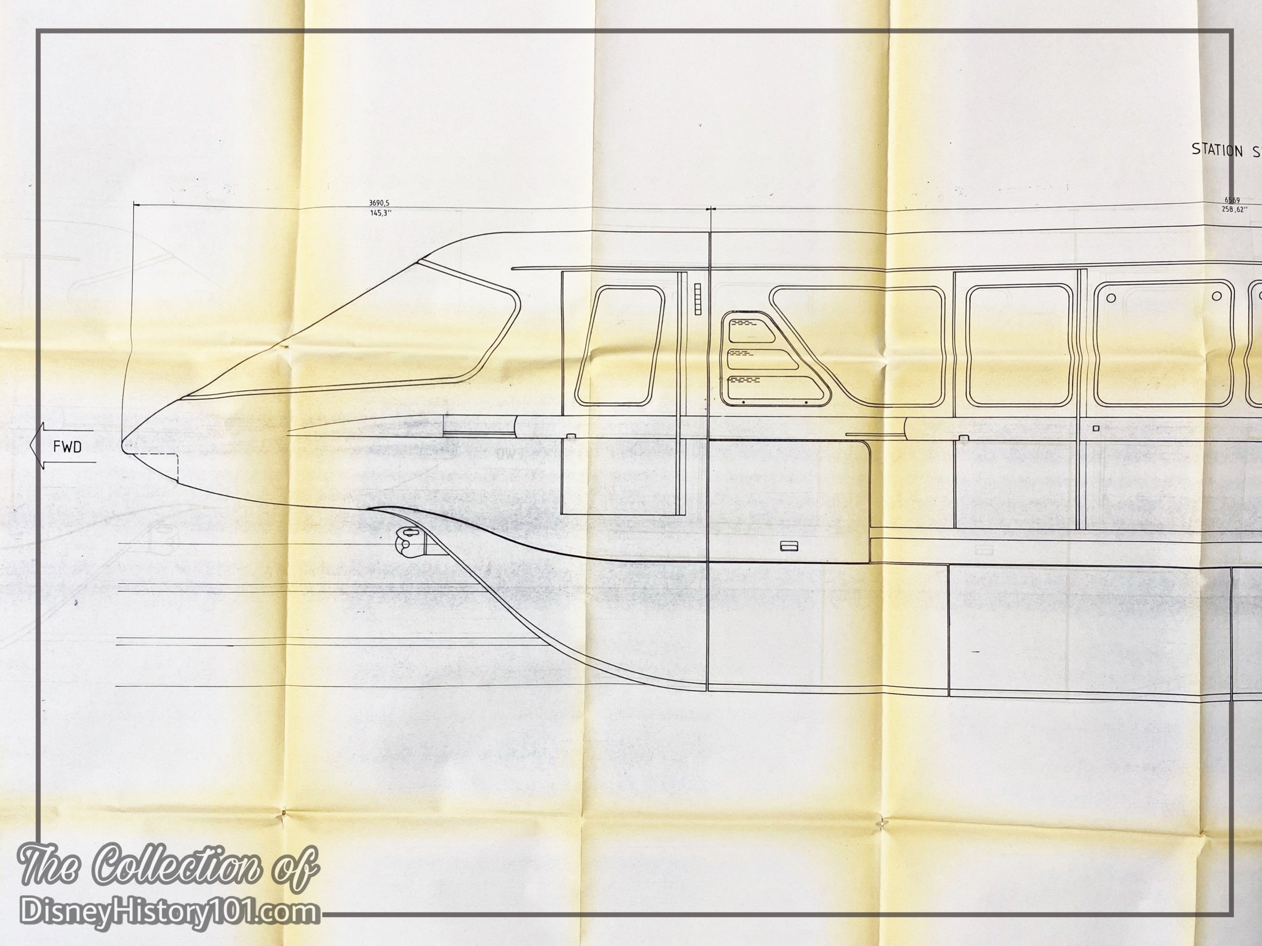 Mark V Monorail Cabin Drawing Excerpts produced c.1985 - the Monorail Train Station Side.