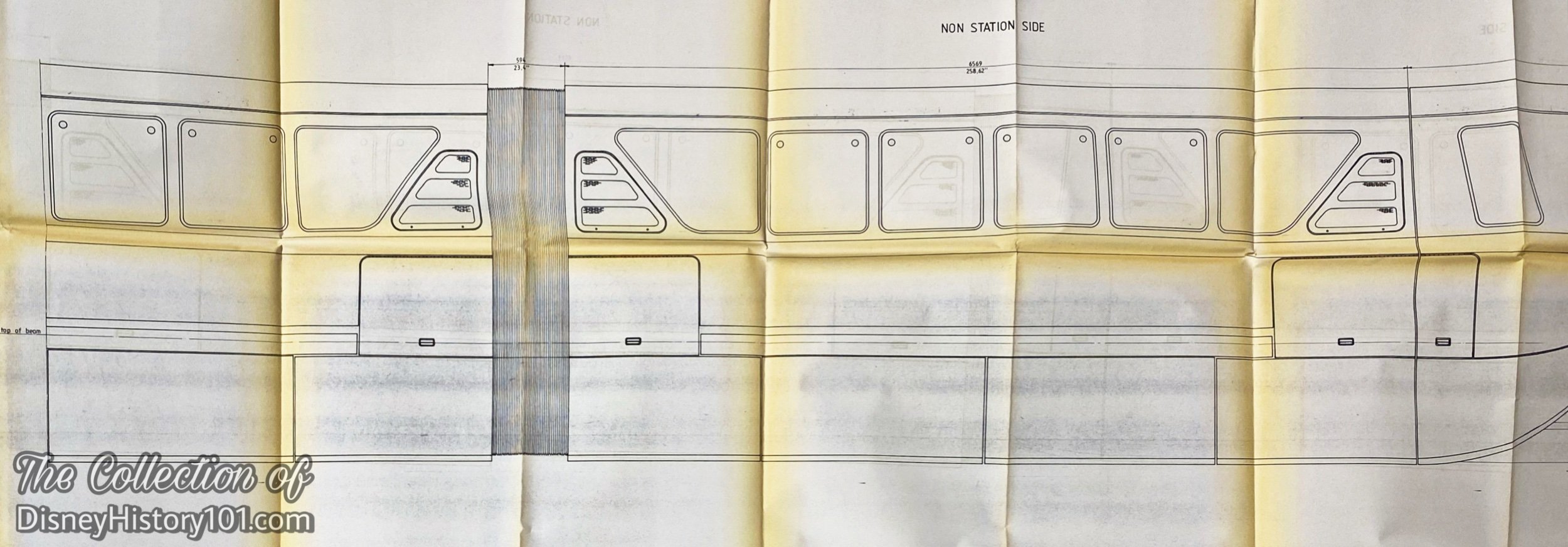 Mark V Monorail Car and Cabin Drawing Excerpts produced c.1985 - the Monorail Train Station Side.