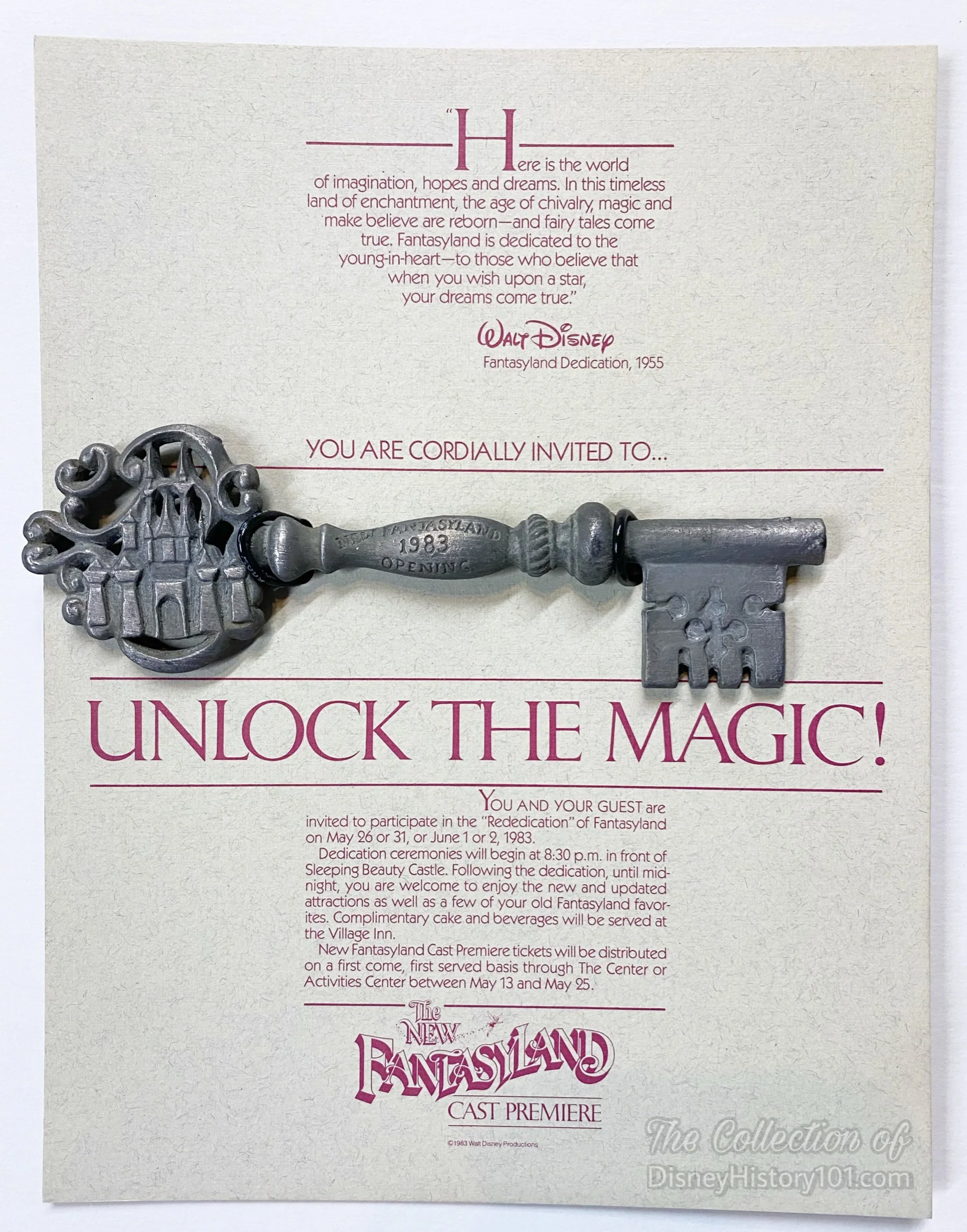 Unlock the Magic! Dedication Ceremony and Cast Premier, June 2, 1983, 8:30 pm.