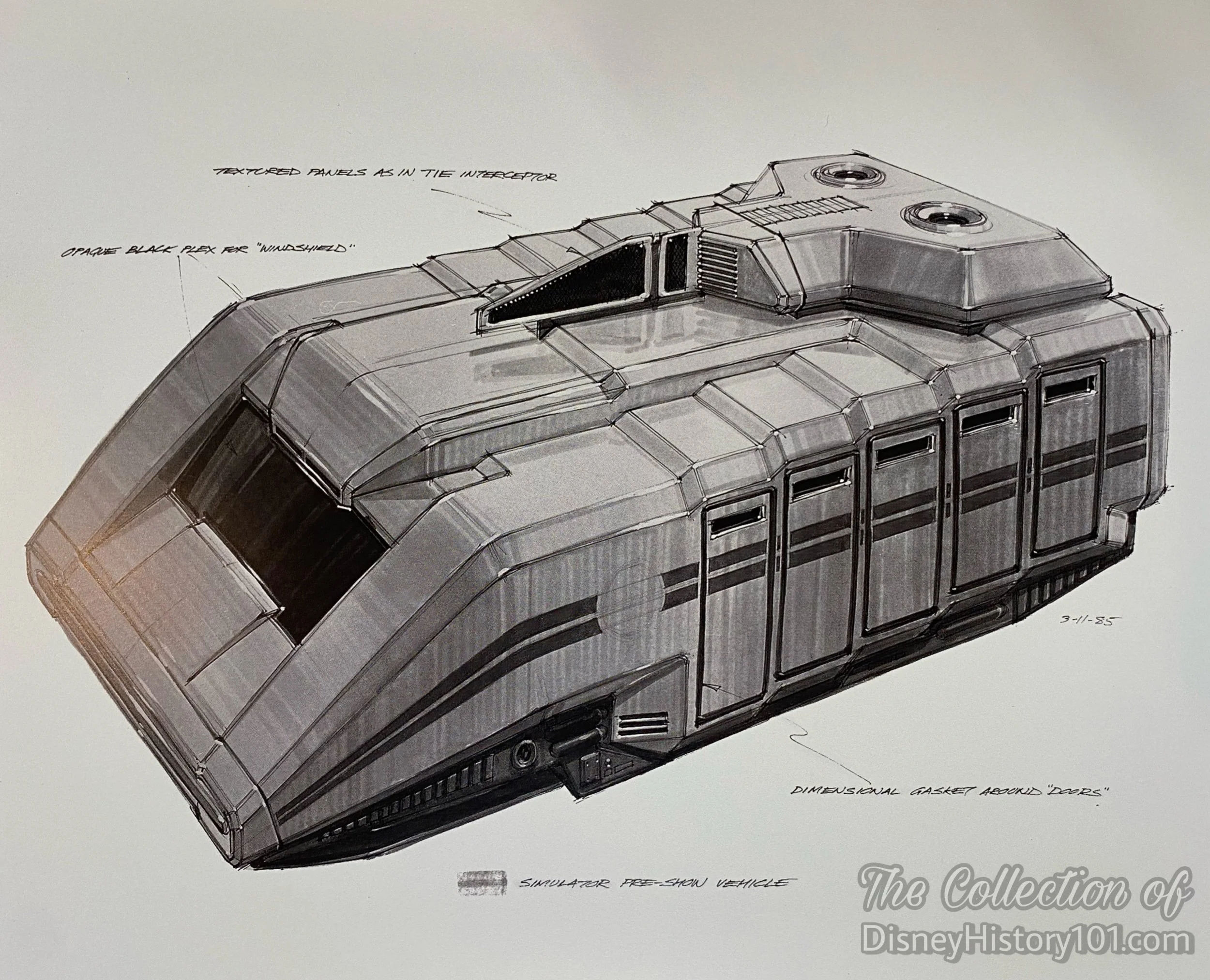 “Draw Concept” - A print of a Gil Keppler StarSpeeder concept, produced 1985; © Walt Disney Company.