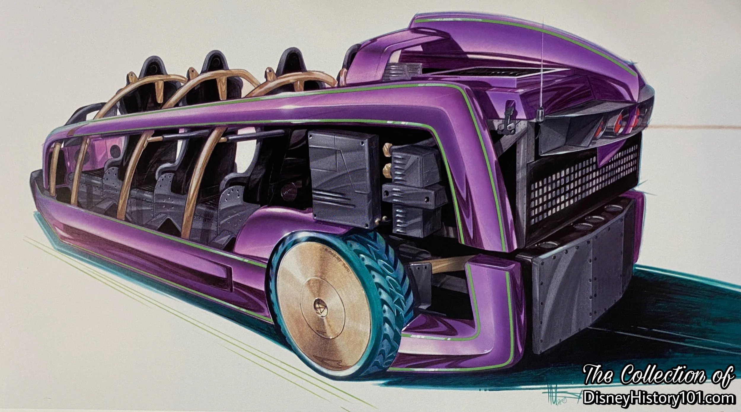 A c.1998 Rocket Rods concept by Jason Hulst; ©️The Walt Disney Company.