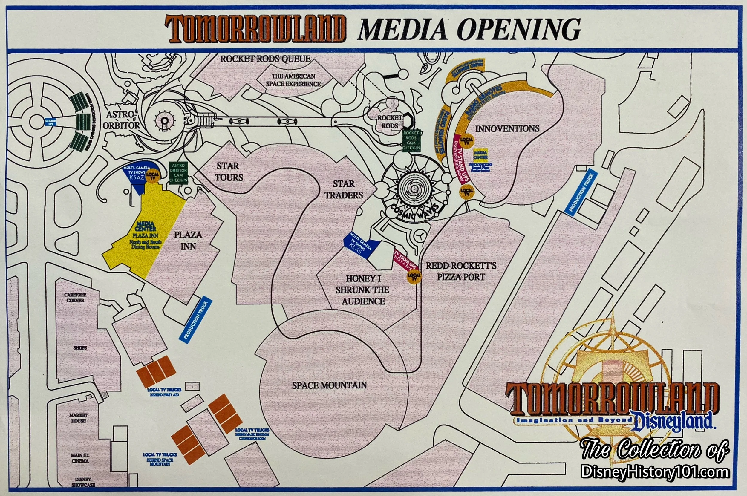  During May 20-22, 1998, the Rocket Rods debuted. After viewing a salute to Yesterday's Transportation Innovations, guests would board prototype Rocket Rods for the fastest and longest in-berm thrill attraction in Disneyland history. A total of 30 ve