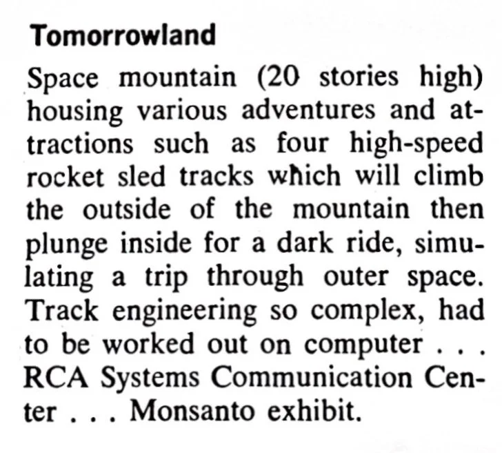 Magic Kingdom prospectus makes brief mention of Monsanto in Tomorrowland at Walt Disney World.