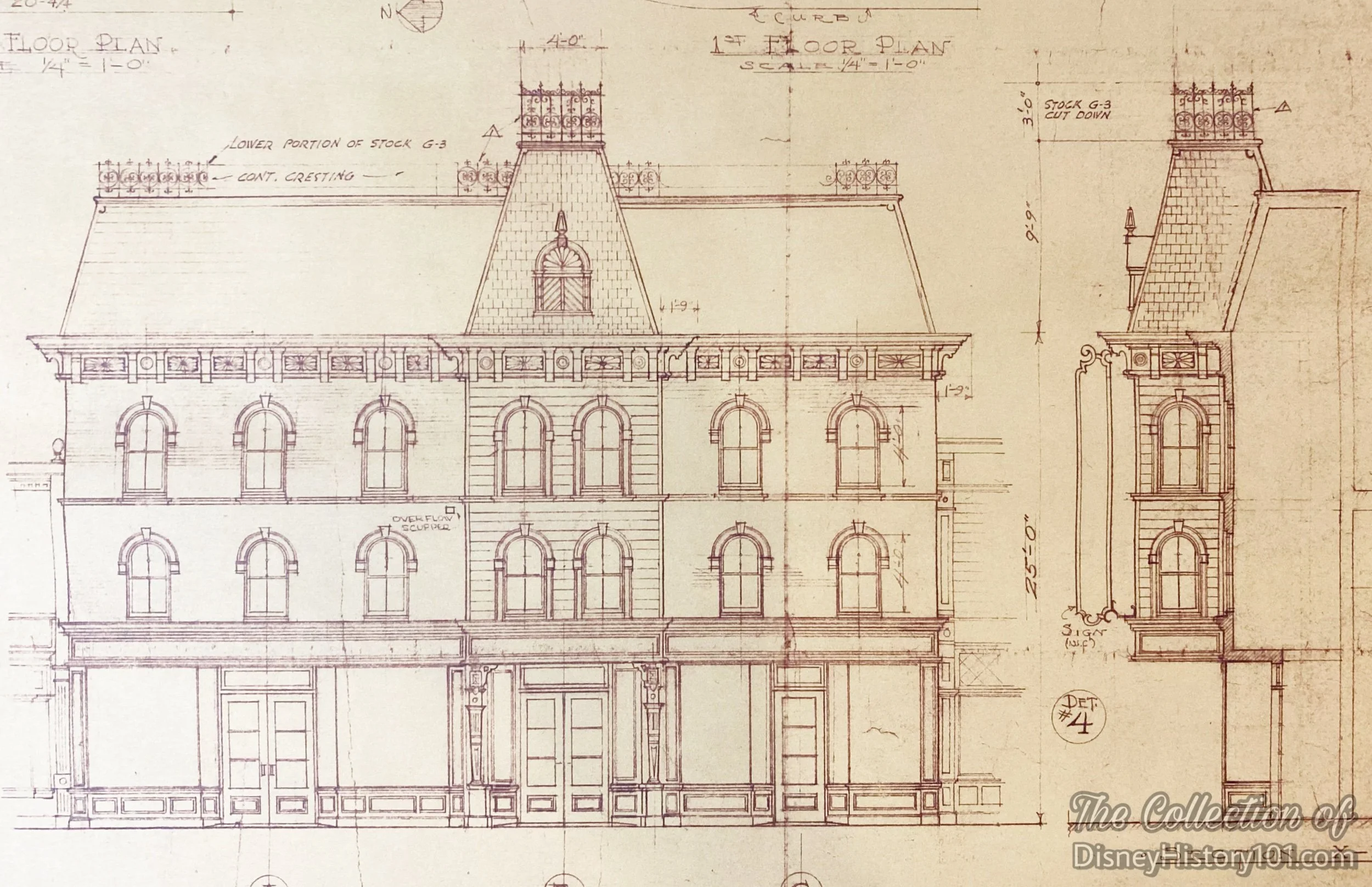 The Market House Architectural Facade depicted on the “Main Street 600 Block Scale Plans & Elevations” drawn by Ed Held, checked by GMB, by February 19, 1955; Disneyland, Inc.