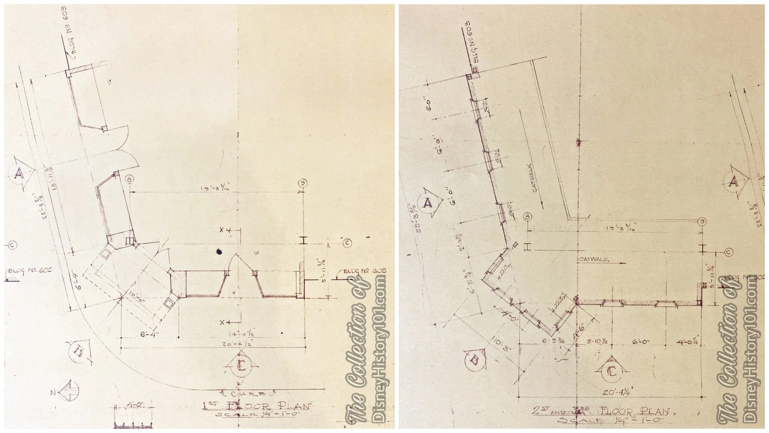 The Market House depicted on the “Main Street 600 Block Scale Plans & Elevations” drawn by Ed Held, checked by GMB, by February 19, 1955; Disneyland, Inc.