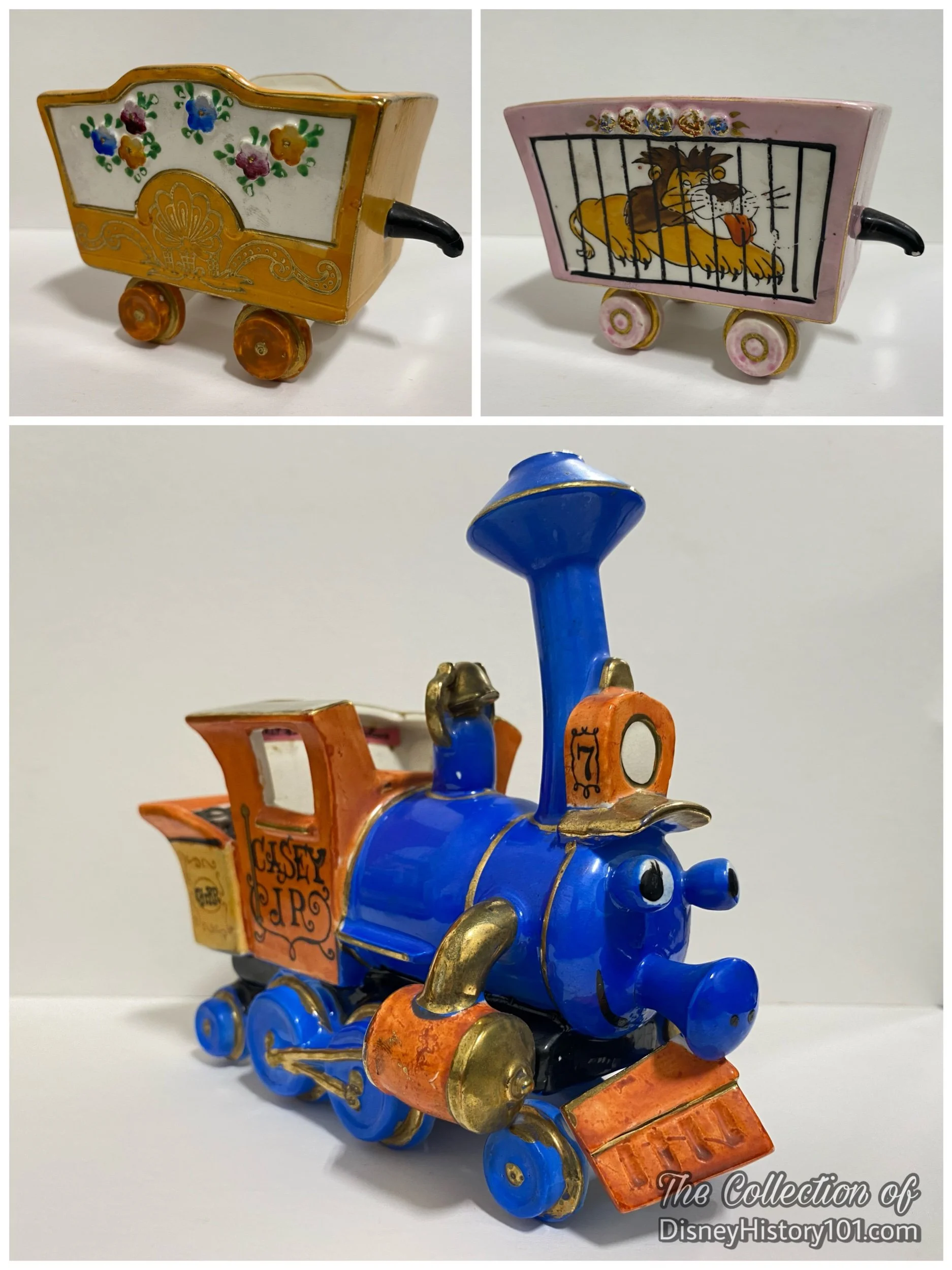 Casey Junior Circus Train planter set; 1950s.