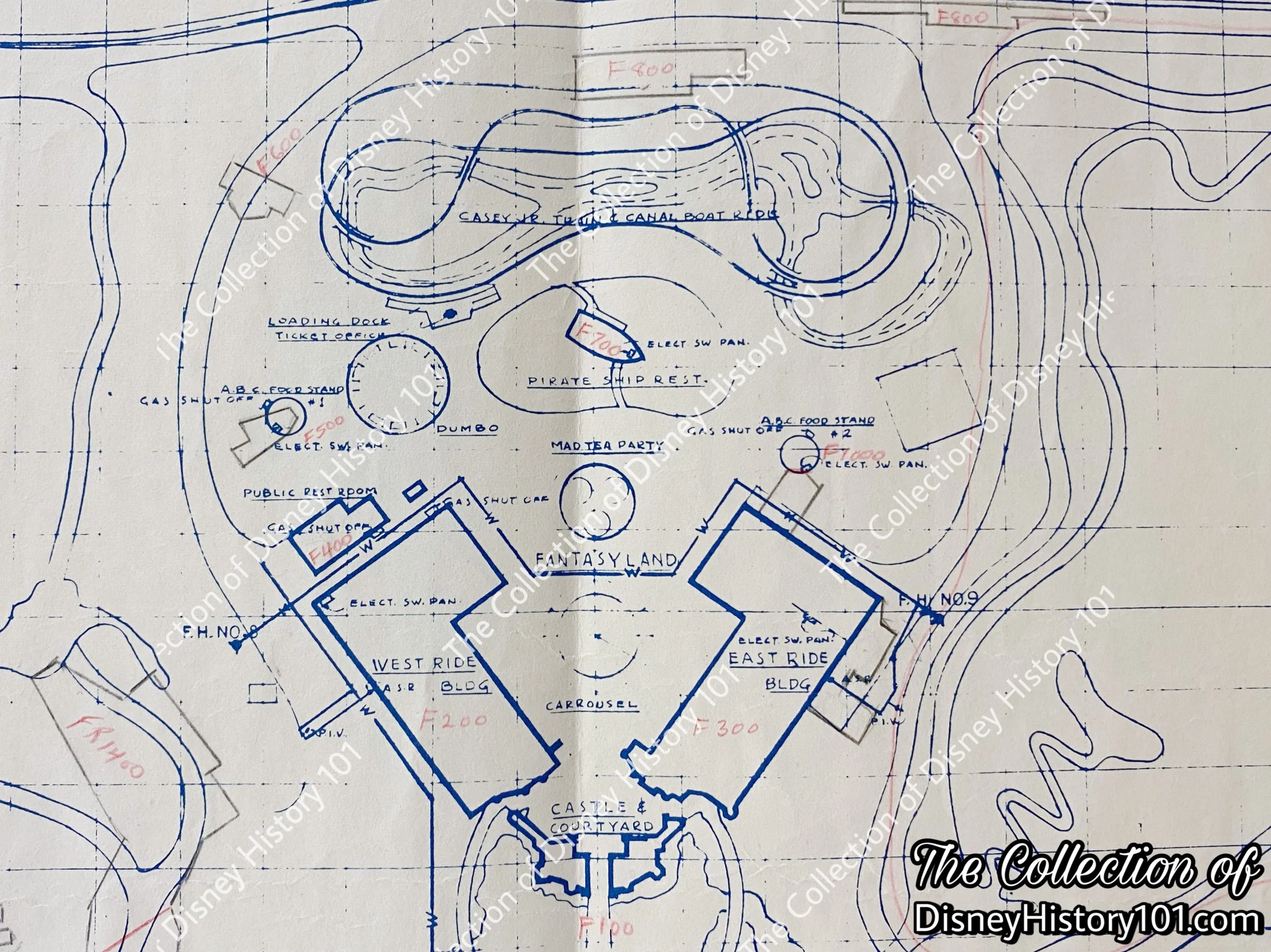 An early Site Plan of Fantasyland and Sleeping Beauty Castle