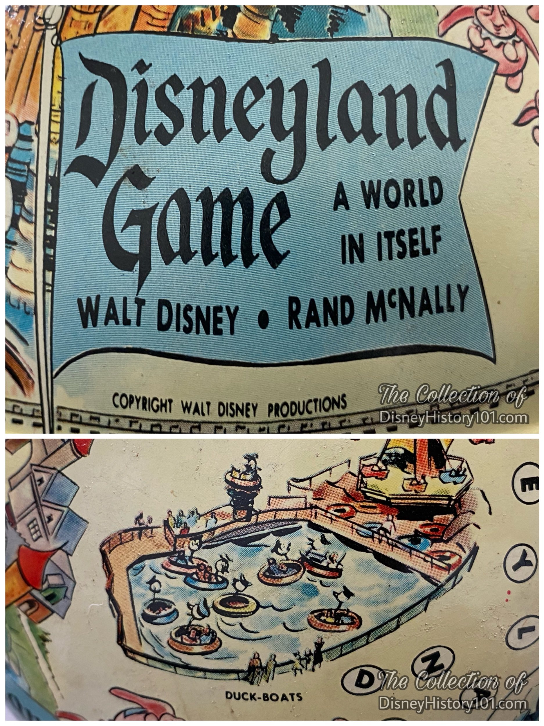 The “Duck-Boats” appeared on the Disneyland Game by Rand McNally.
