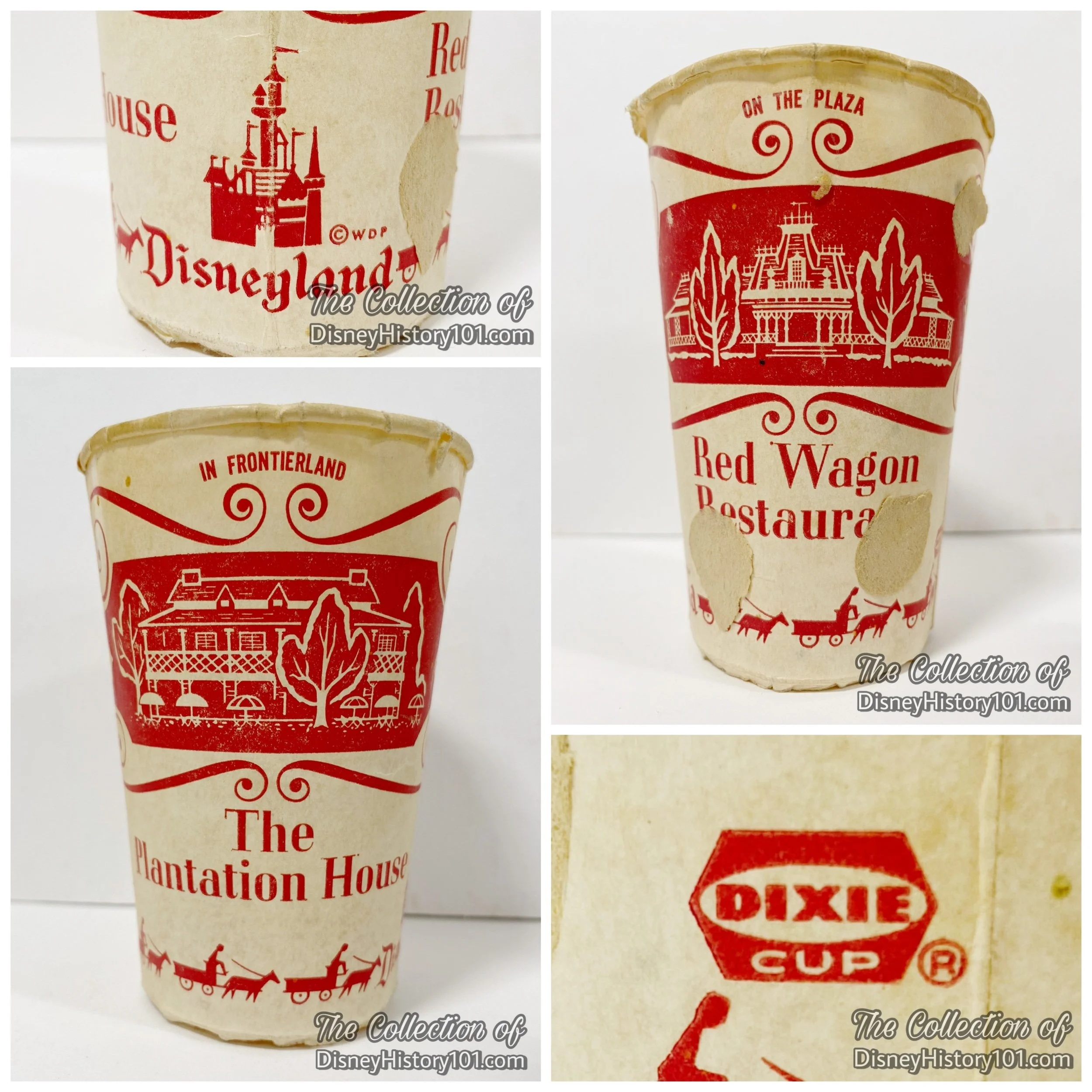 A Plantation House and Red Wagon Restaurant cup by Dixie Cup.