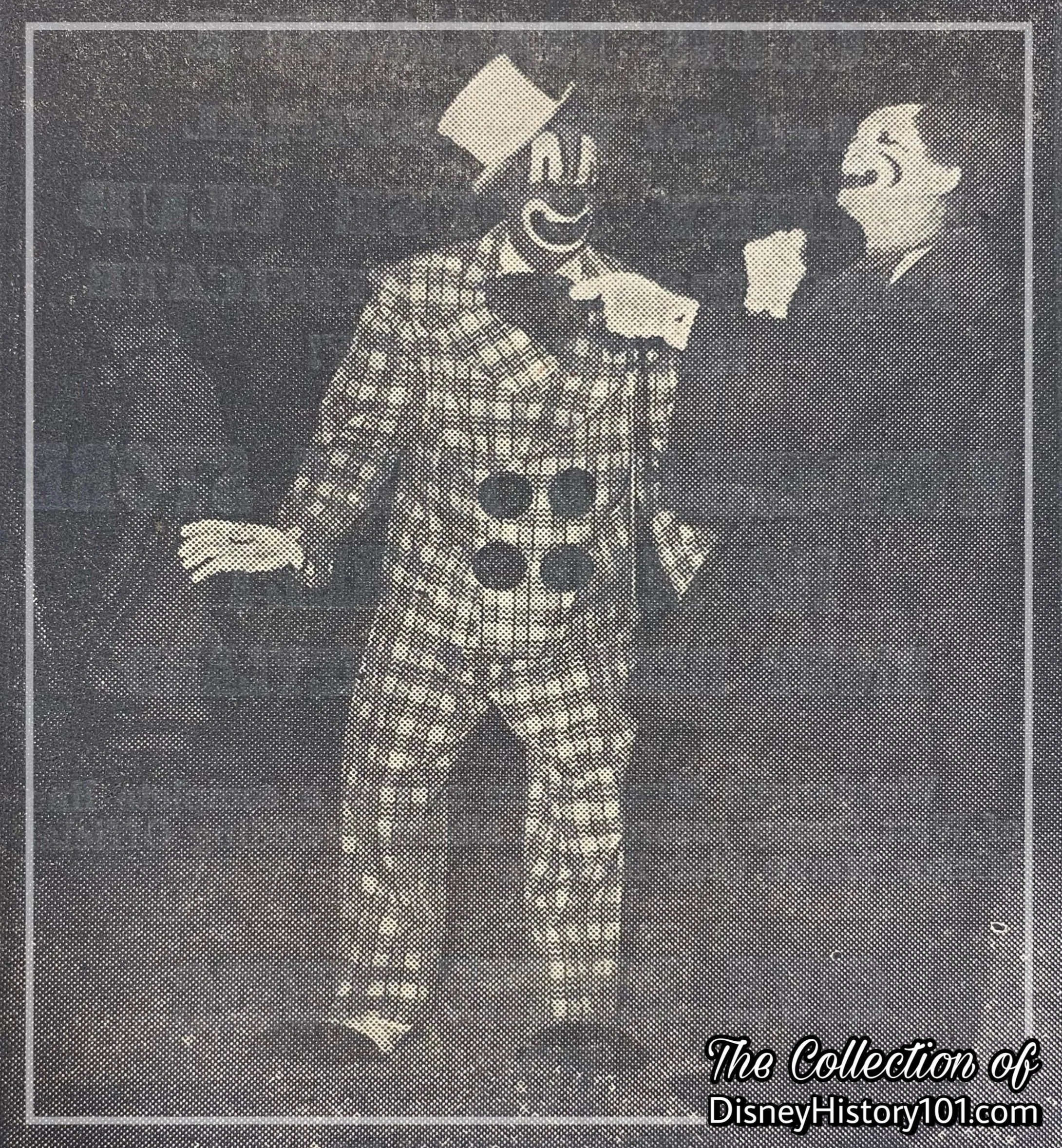 Clowns Billie Burke and Lou Kish in “The Disneyland News,” December 10, 1955.