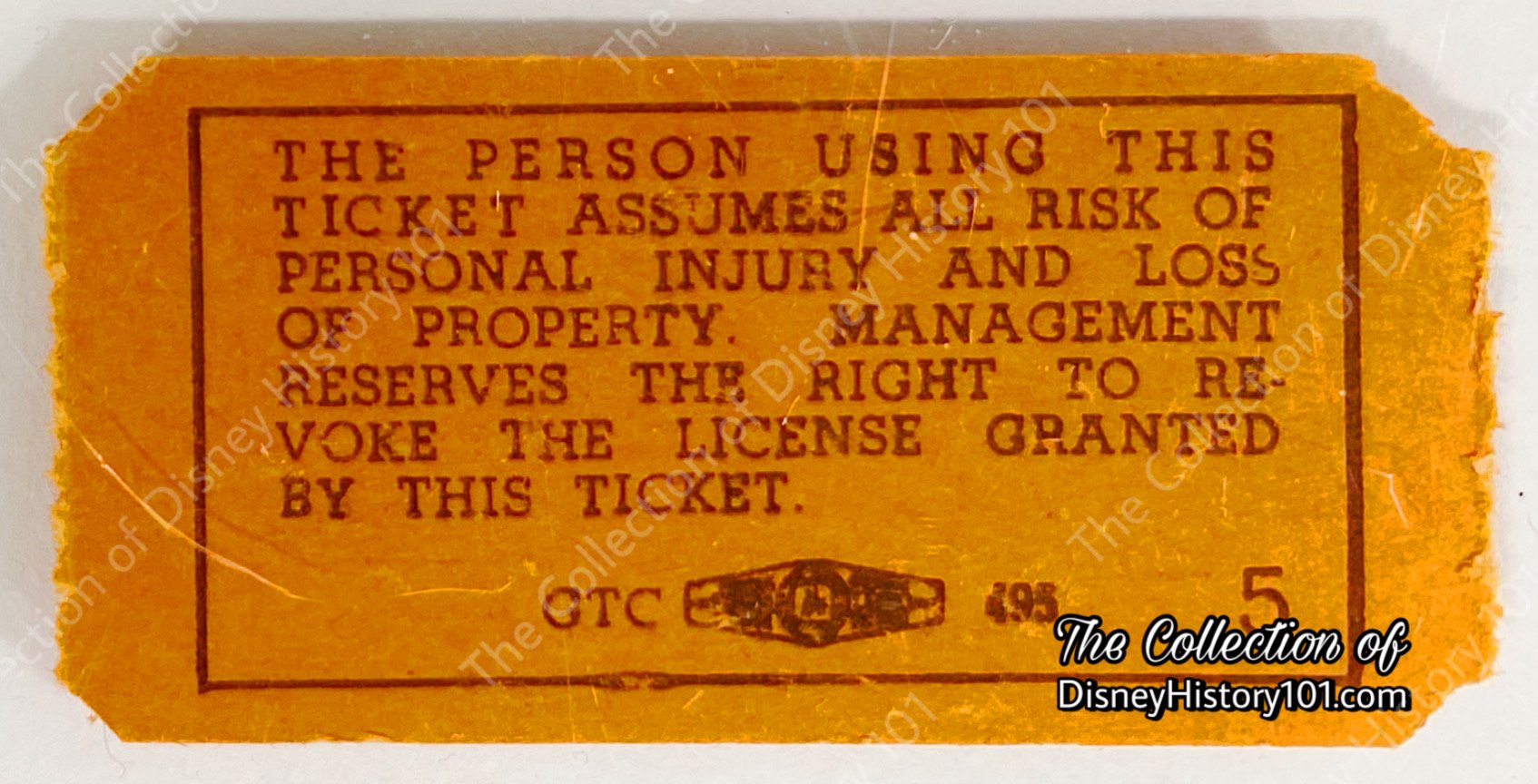 A Rare “Jungle Killers” Show Admission Ticket with liability.
