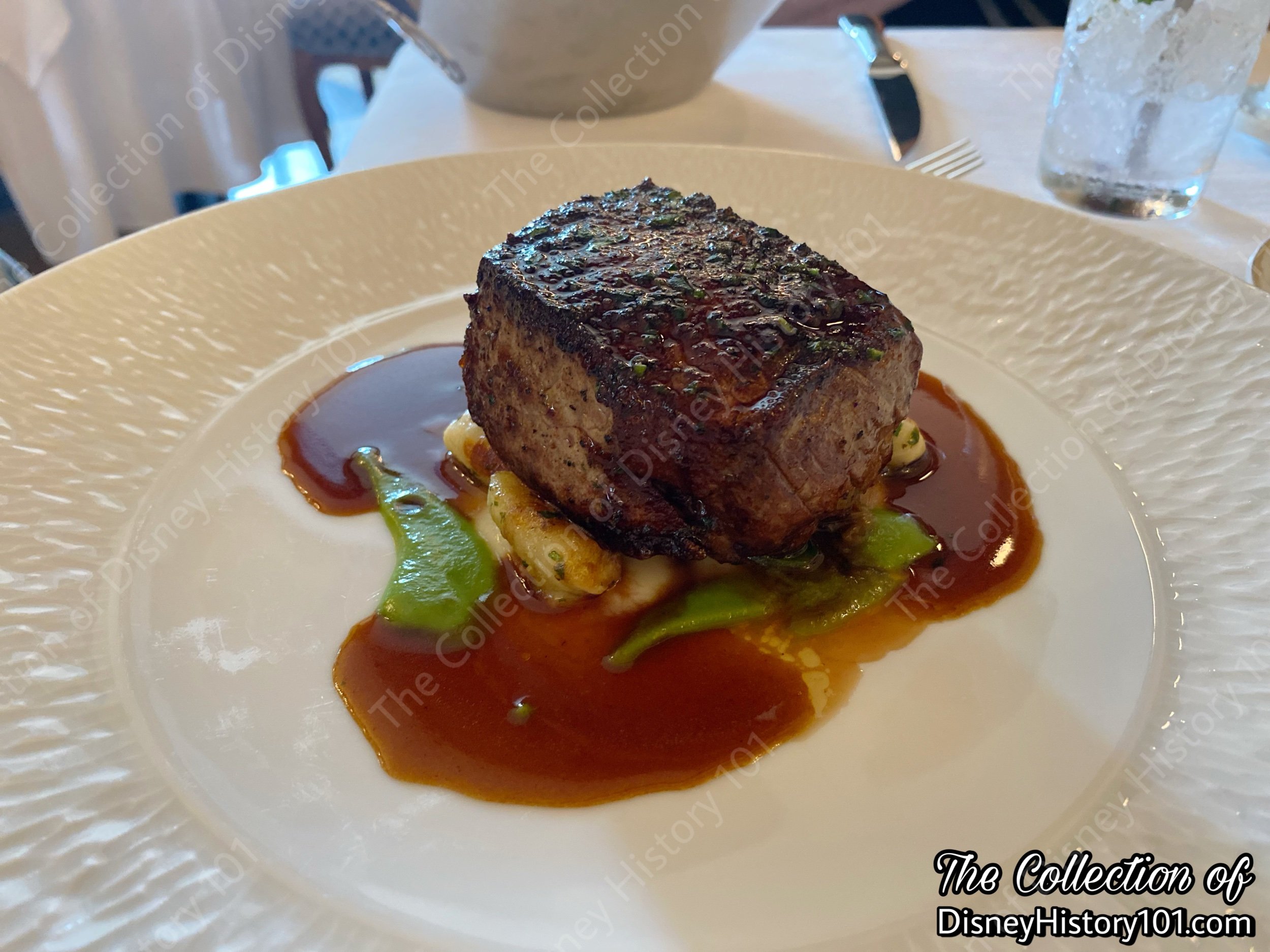 Club 33 Le Grand Salon Luncheon Entree - Prime New York Steak, Potato Gnocchi, and Spring Onion Soubise; 2023.