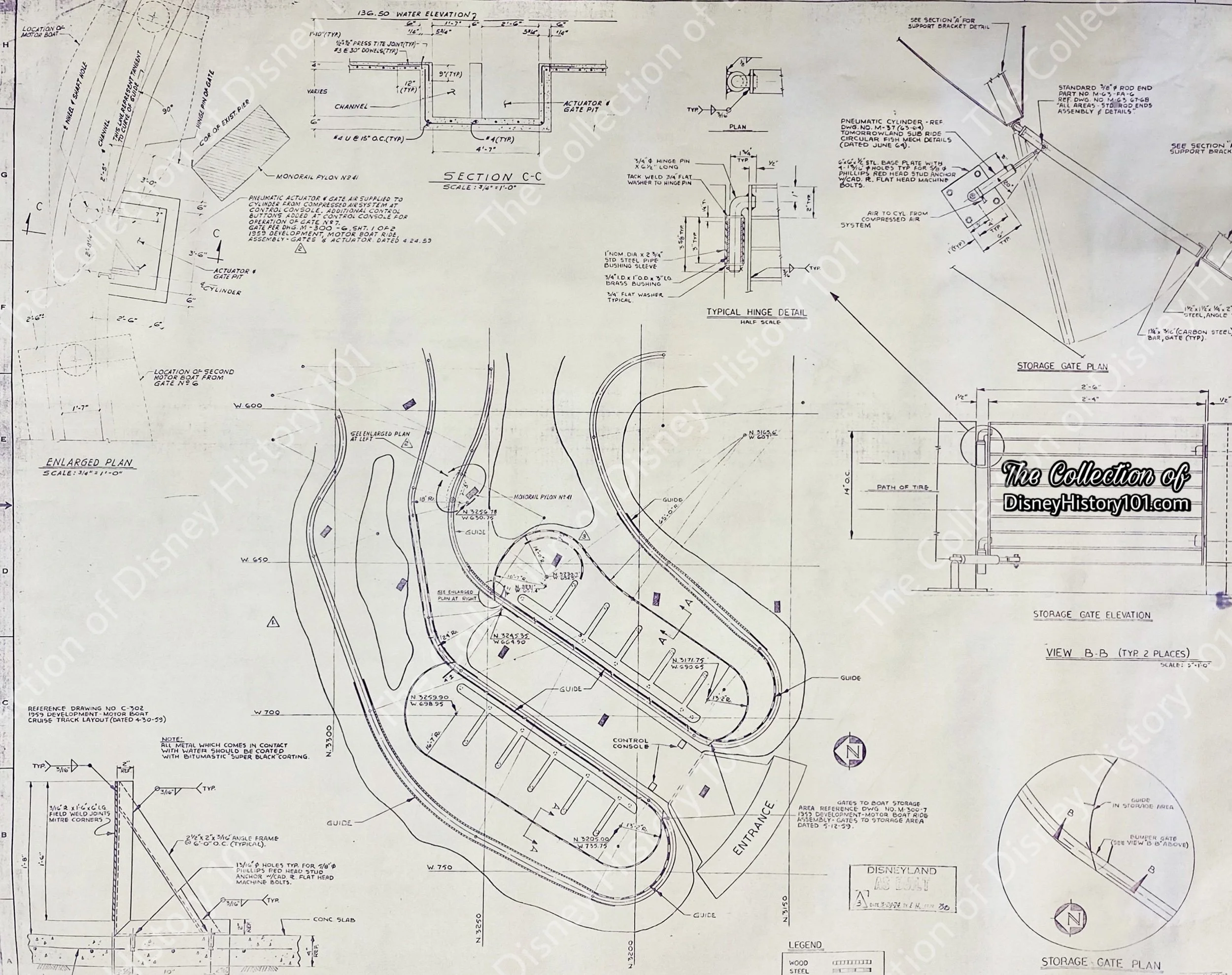 Motorboat Cruise Storage Gate & Area Guide, Plans, Details and Sections by Geo. Jeffcoat; December 2, 1968.