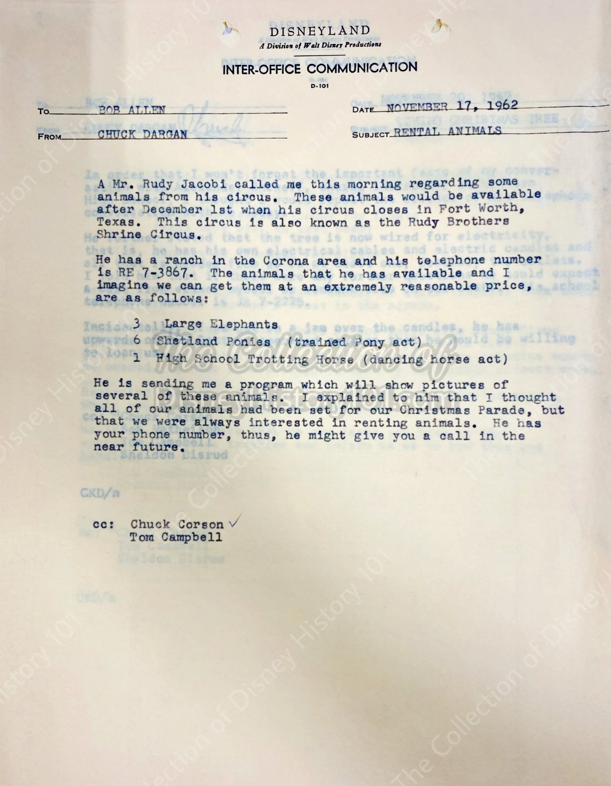    “Circusland”    According to the 1976 Shareholders Report: “Contemplated as part of the Park's new seven-vear developmental master plan is ‘Circusland,’ an entirely new "land" to be located on approximately five hitherto undeveloped acres both ins